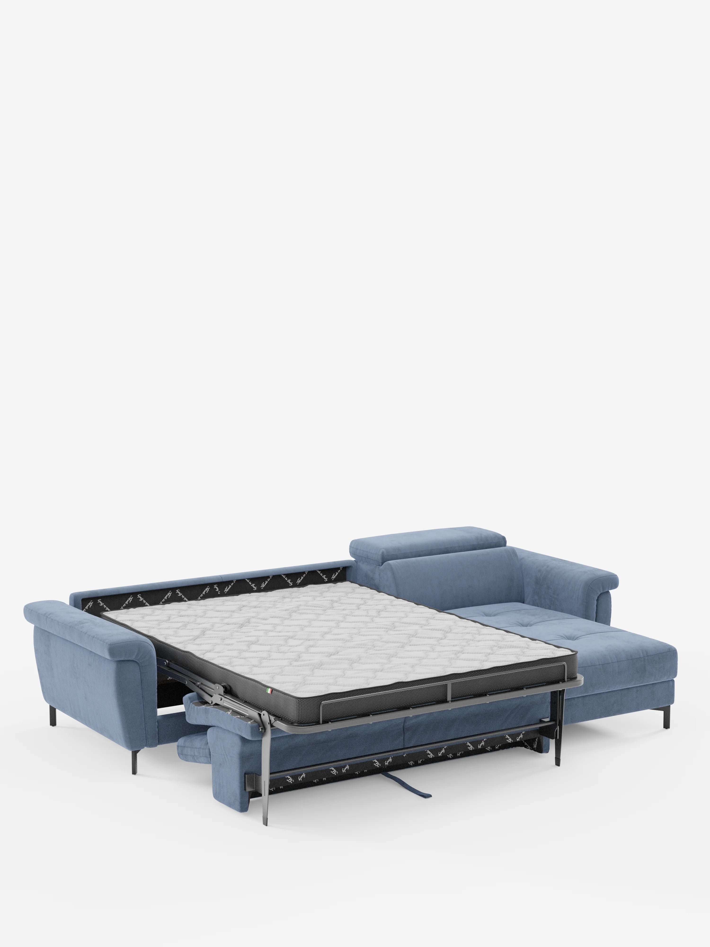 Capri canapé convertible avec méridienne coffre et têtières réglables - Tissu Effet Velours Détachable T30