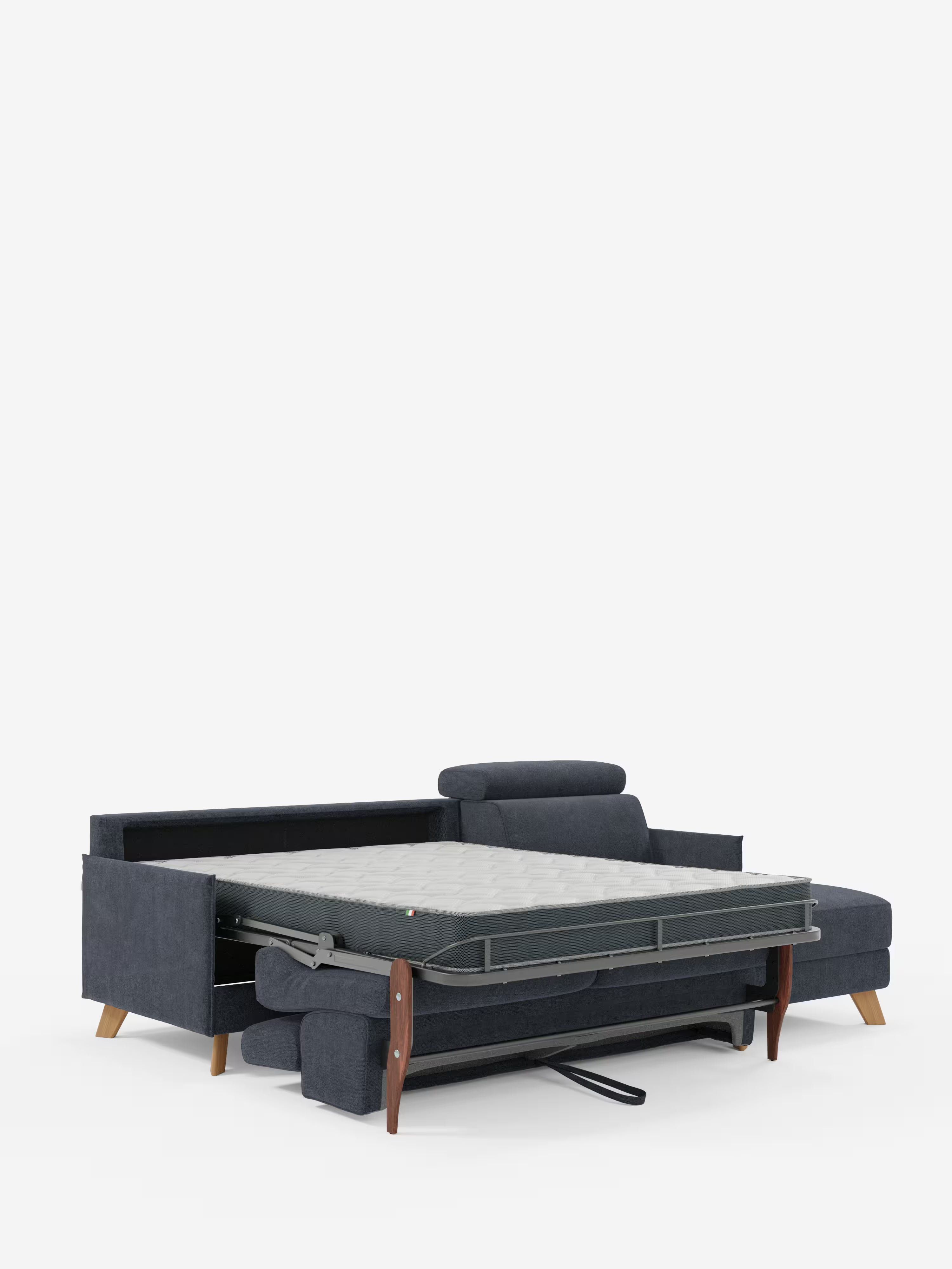 Sole Canapé d'angle convertible avec chaise longue avec coffre et têtières inclinables - tissu détachable T23