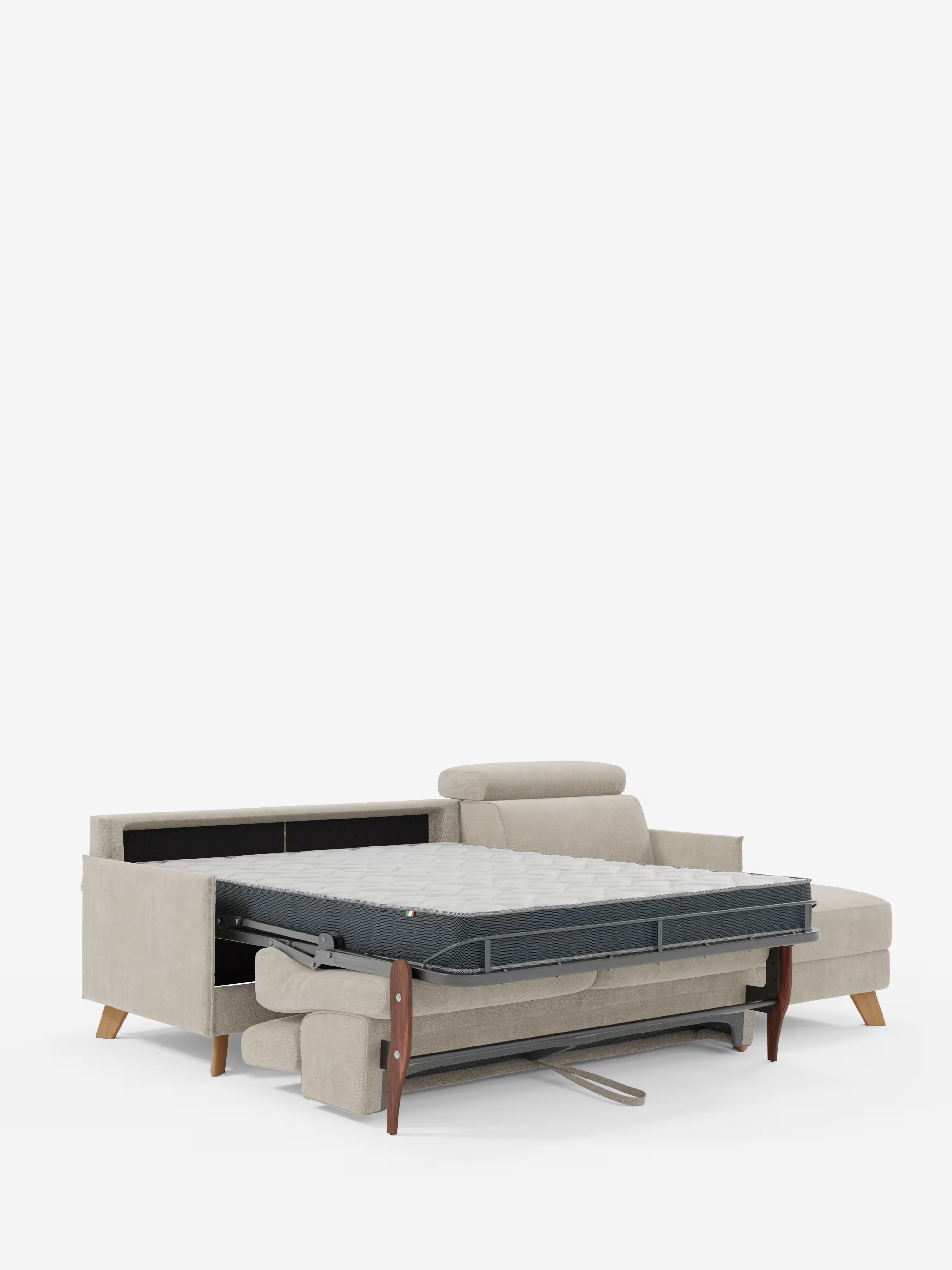 Sole Canapé d'angle convertible avec chaise longue avec coffre et têtières inclinables - tissu détachable T23