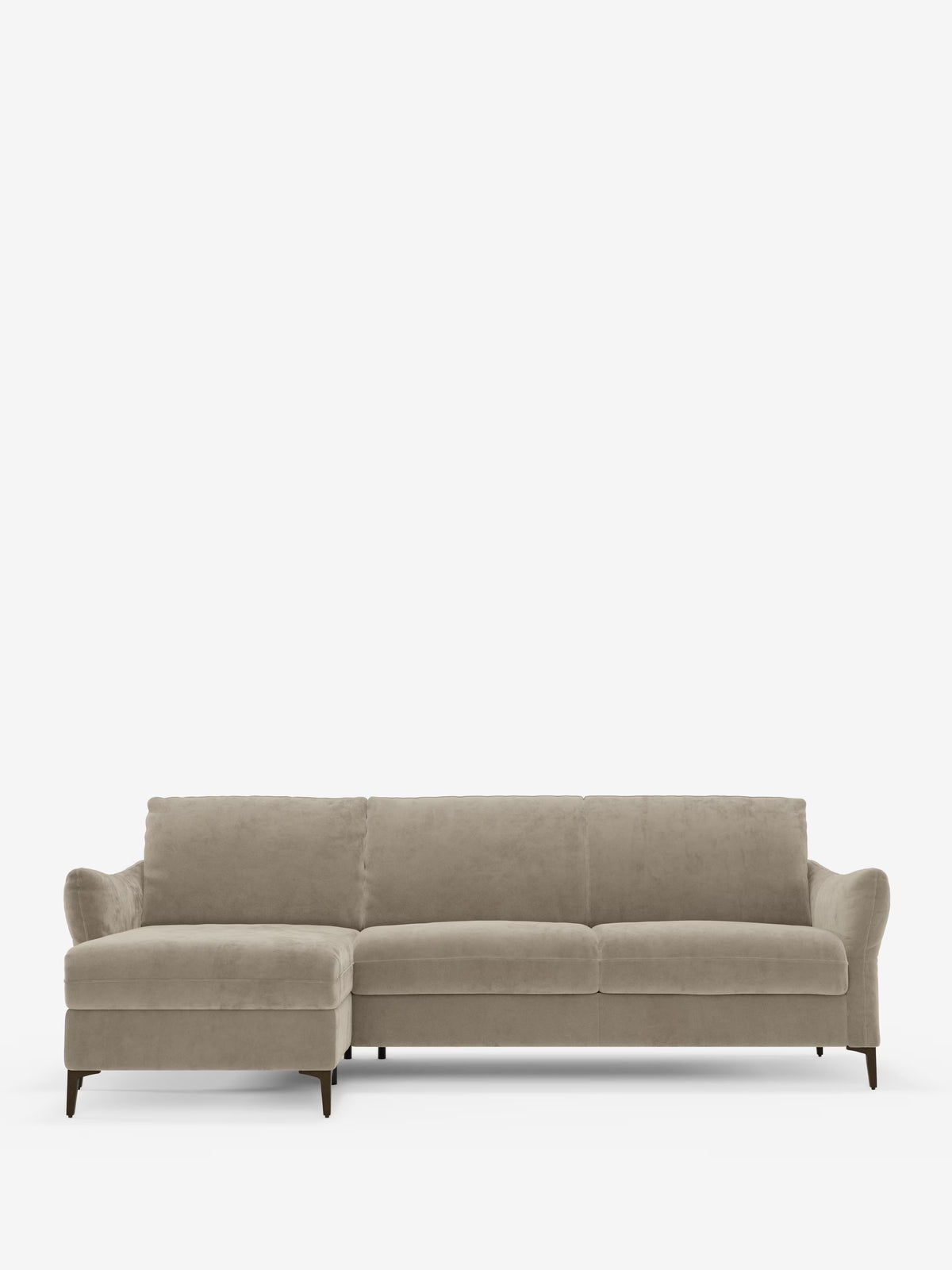 Dalia canapé-lit avec méridienne coffre de rangement et matelas de 18 cm de hauteur - pieds hauts et tissu anti-taches T30