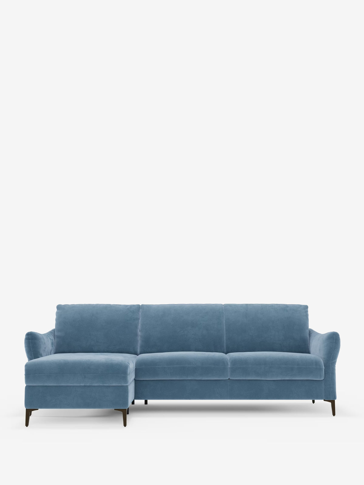 Dalia canapé-lit avec méridienne coffre de rangement et matelas de 18 cm de hauteur - pieds hauts et tissu anti-taches T30