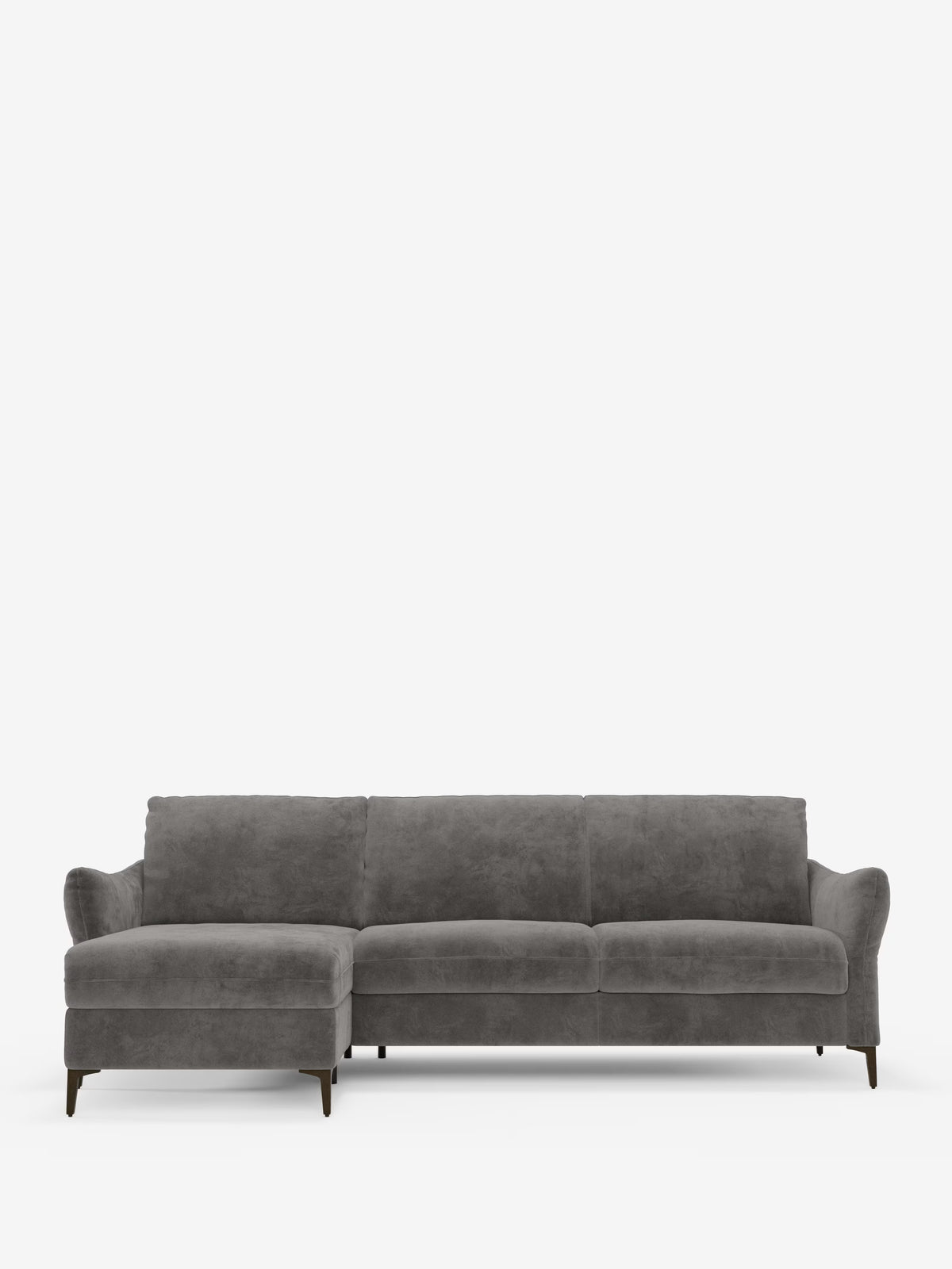 Dalia canapé-lit avec méridienne coffre de rangement et matelas de 18 cm de hauteur - pieds hauts et tissu anti-taches T30
