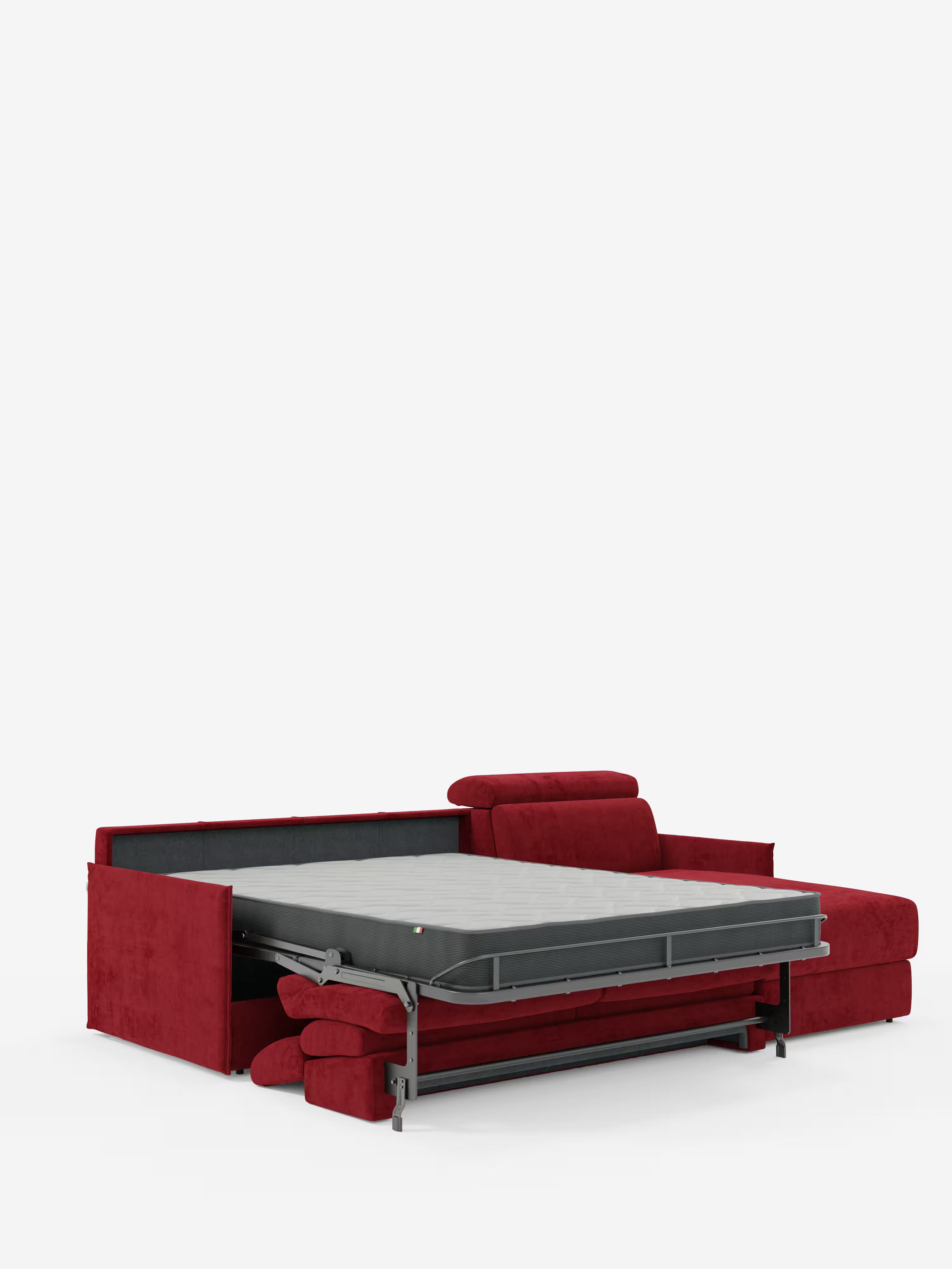 Miryam canapé convertible d'angle compact - têtières inclinables et méridienne coffre en tissu détachable T31