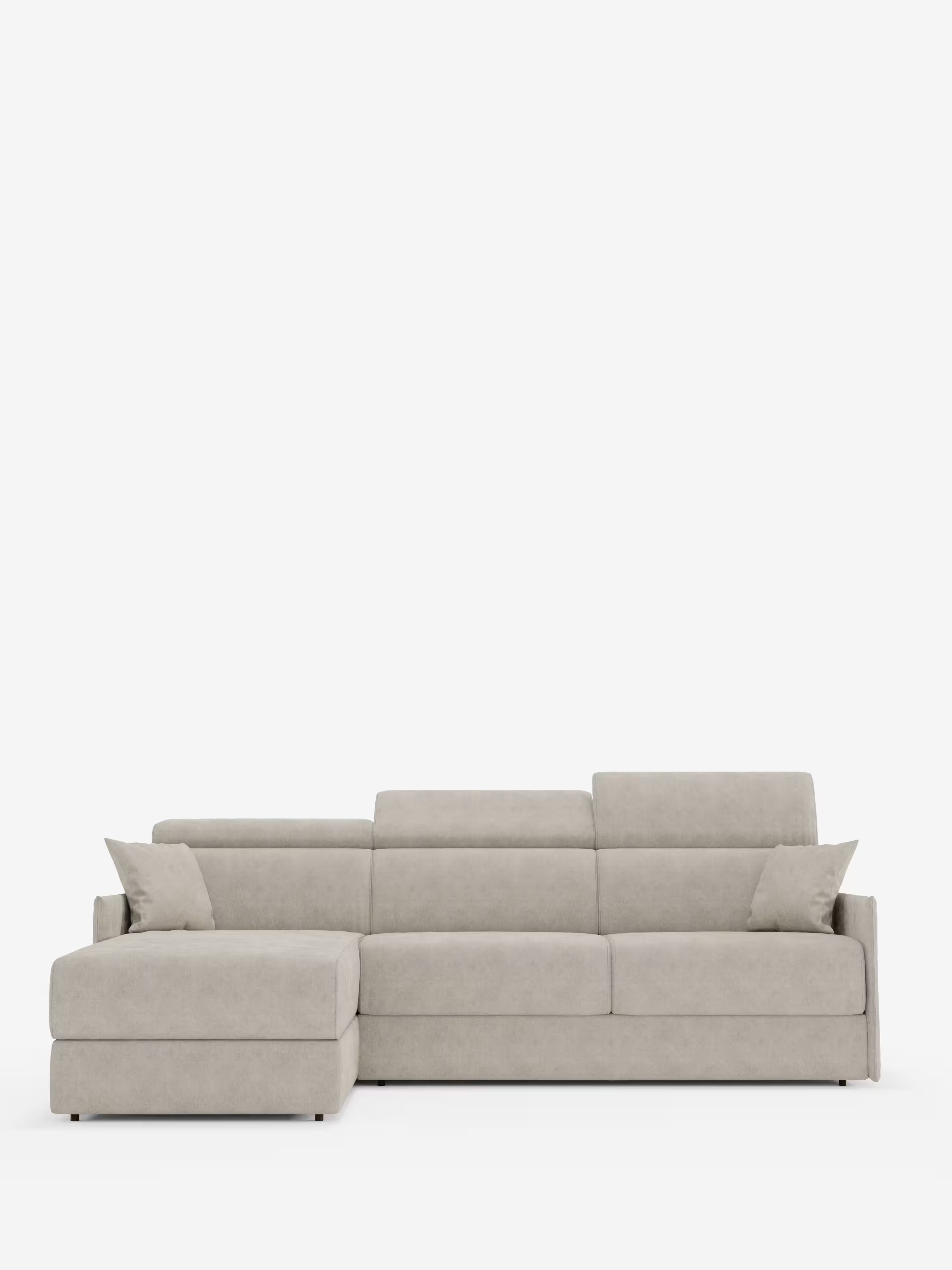 Miryam canapé convertible d'angle compact - têtières inclinables et méridienne coffre en tissu détachable T31