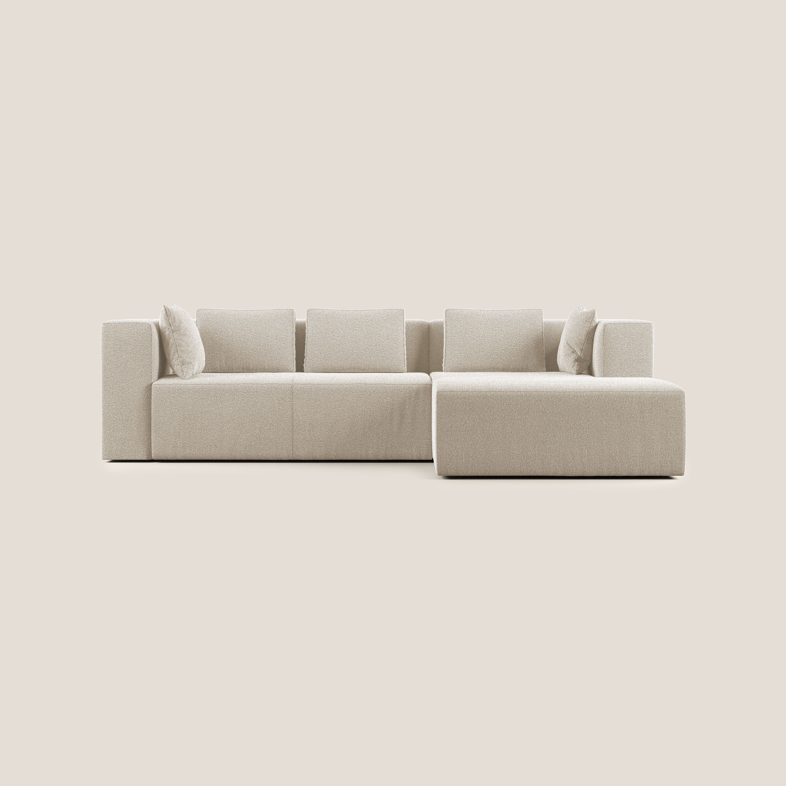 Nettuno divano angolare componibile in morbido tessuto bouclè T07 bianco - divani.store