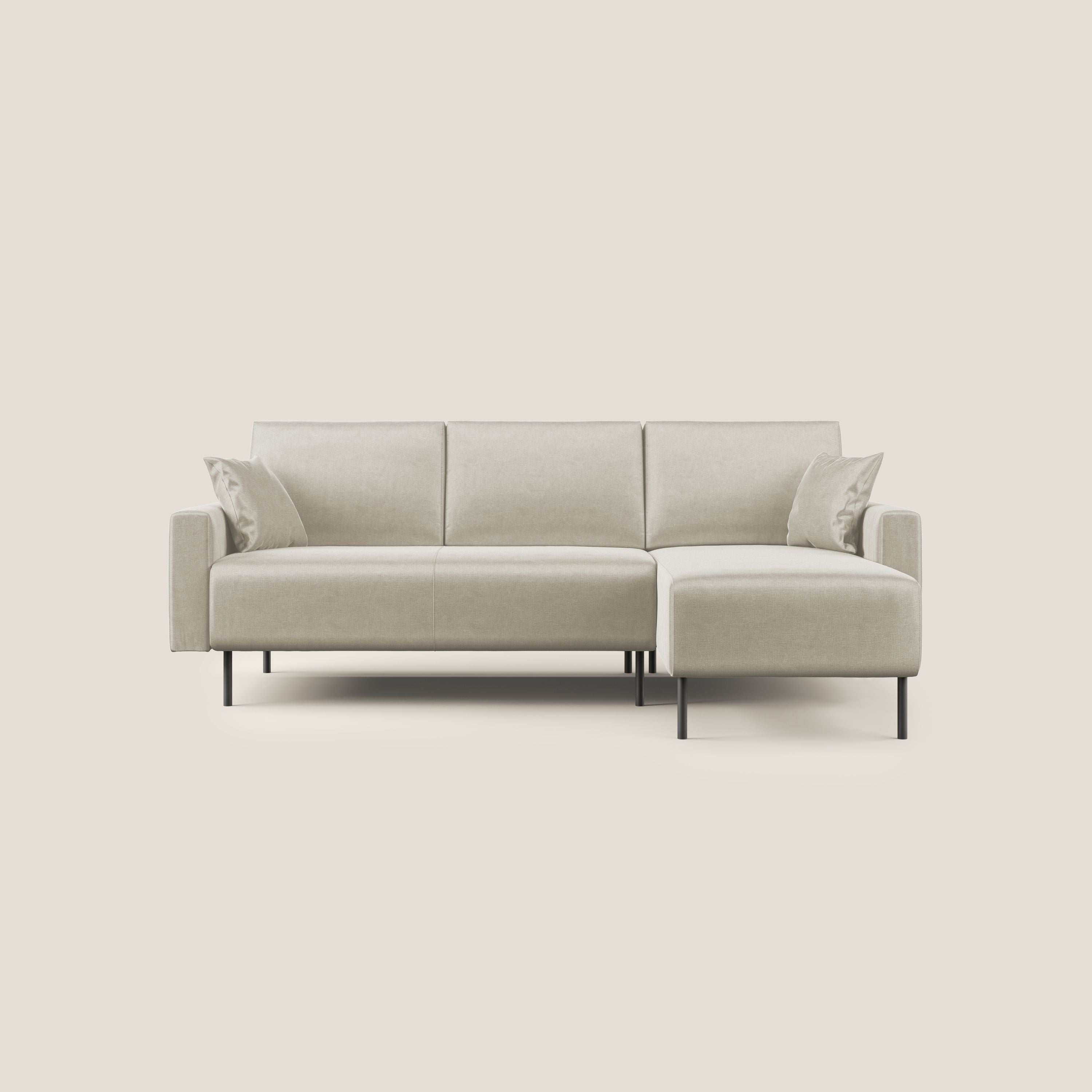 Arthur divano moderno angolare in velluto morbido impermeabile T01 panna - divani.store
