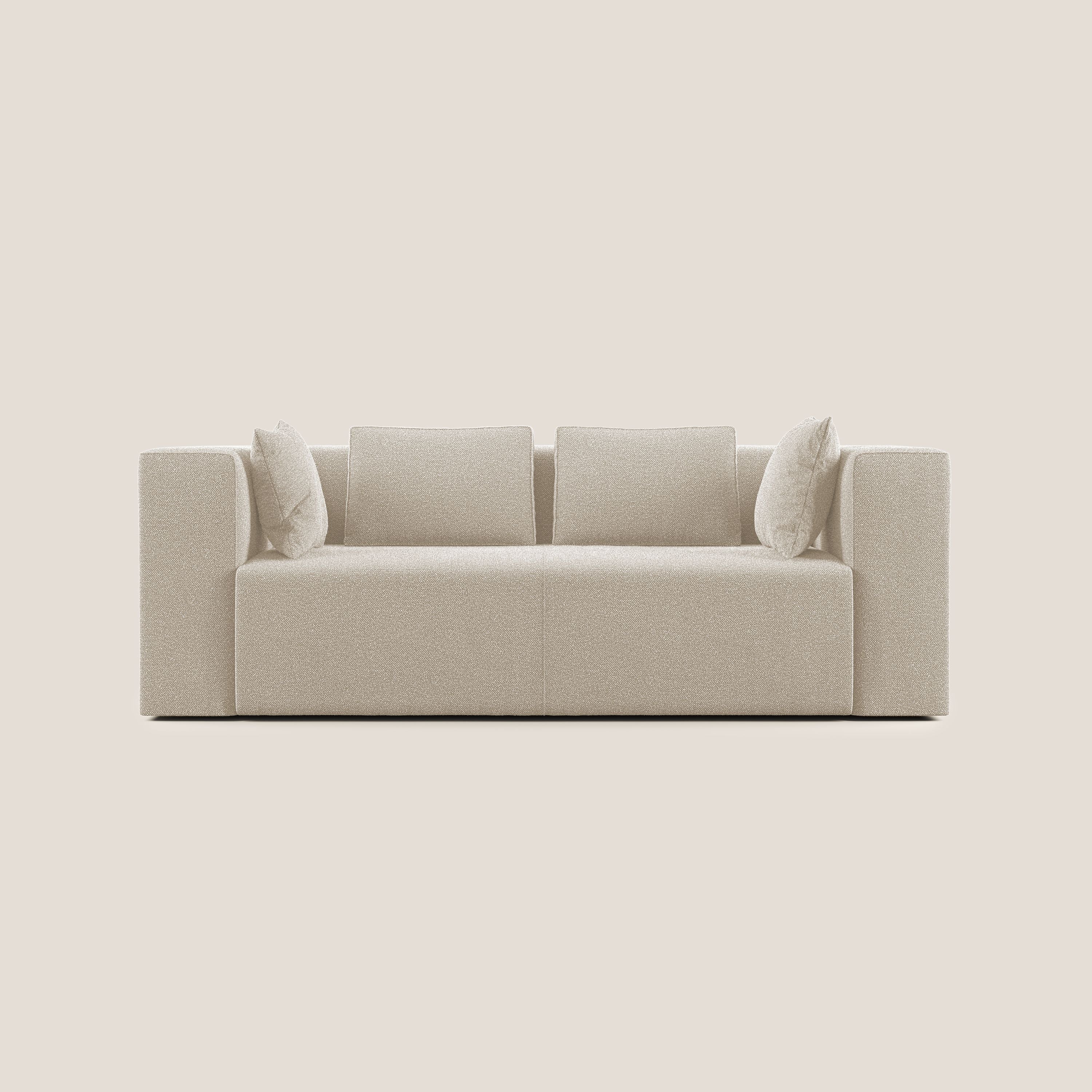 Nettuno divano moderno componibile in morbido tessuto bouclè T07 bianco - divani.store