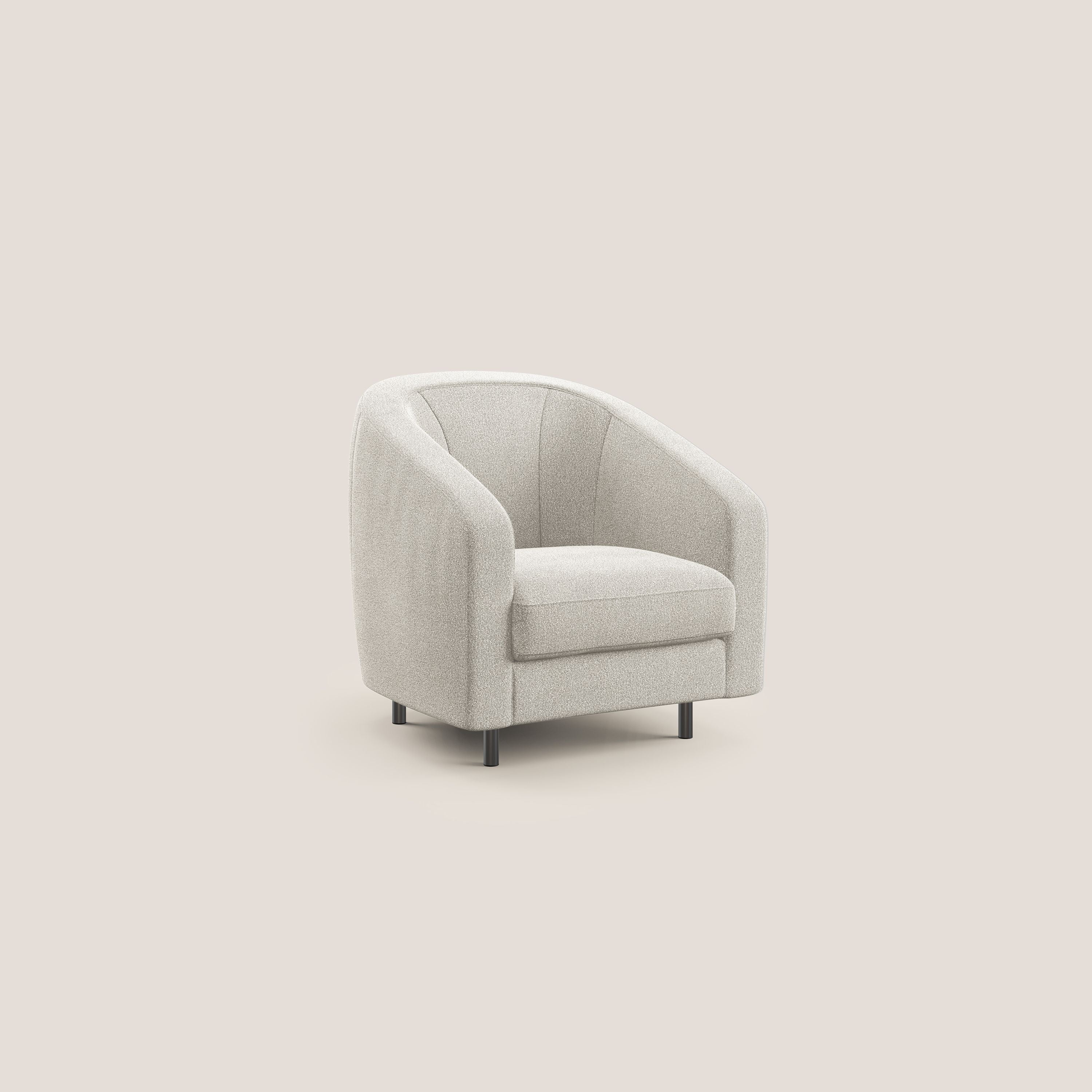 Pandora Poltroncina in morbido tessuto bouclé impermeabile T07 bianco - divani.store