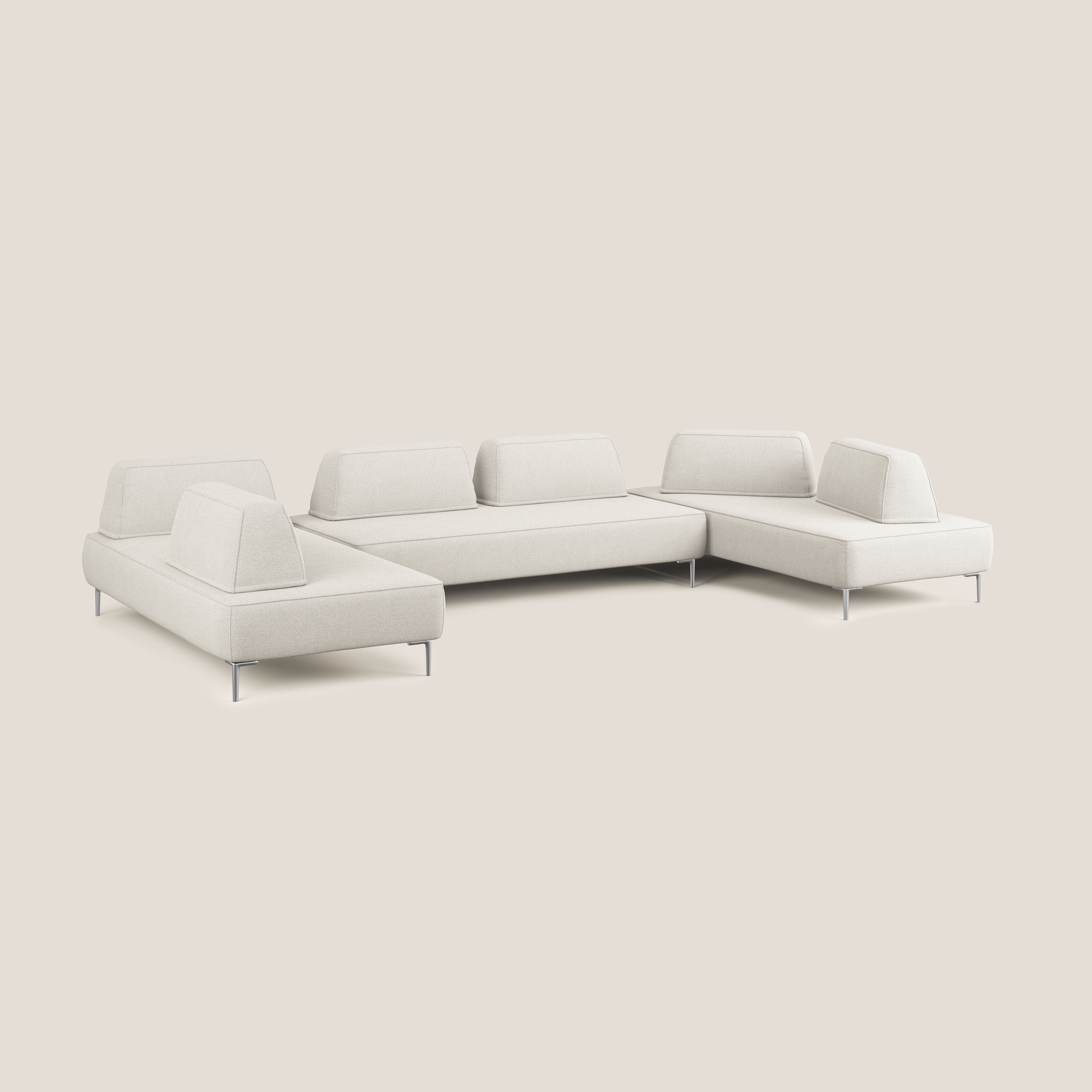 Newton divano panoramico modulare con schienali movibili T07 bianco - divani.store