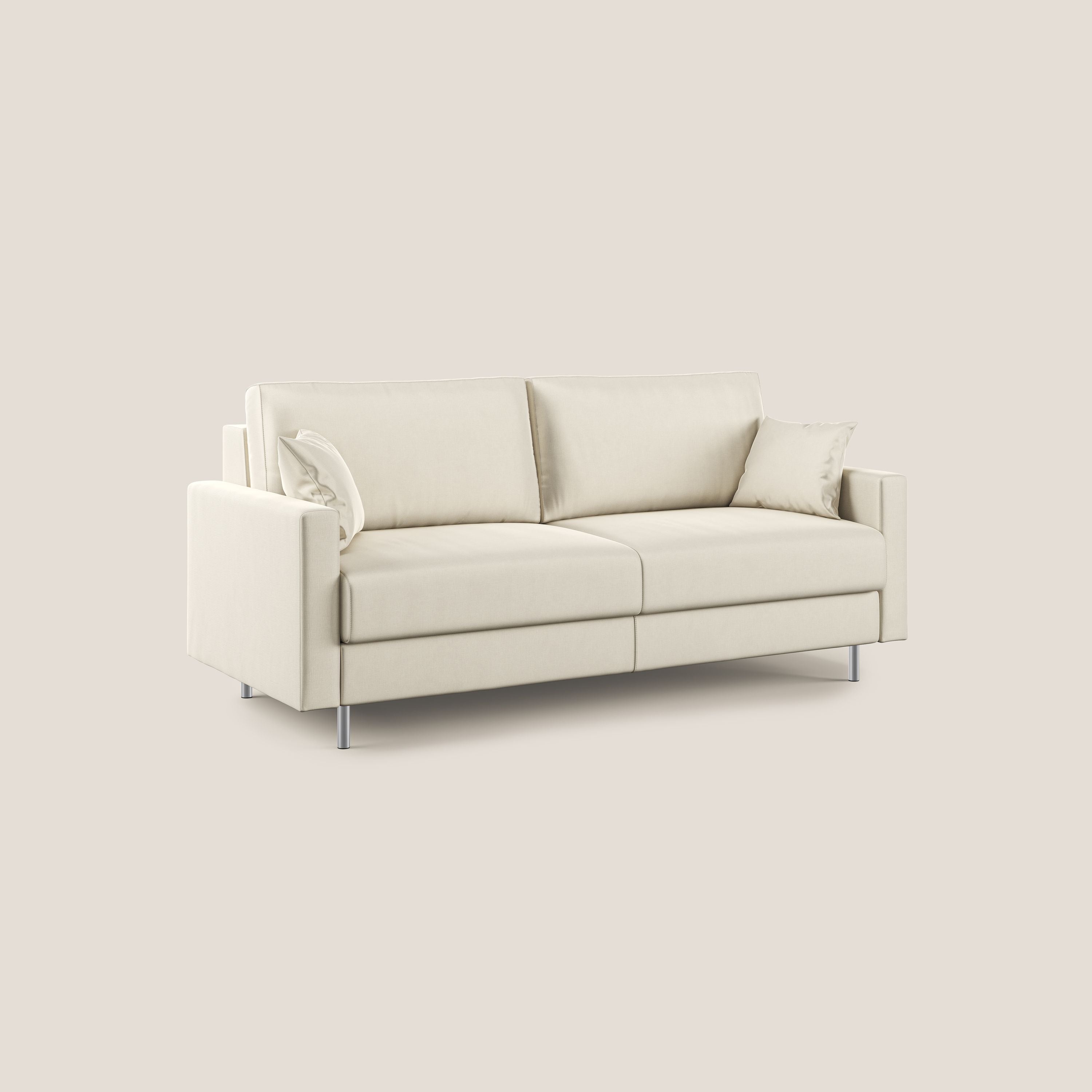 Andromeda divano letto matrimoniale in velluto morbido impermeabile T01 panna - divani.store