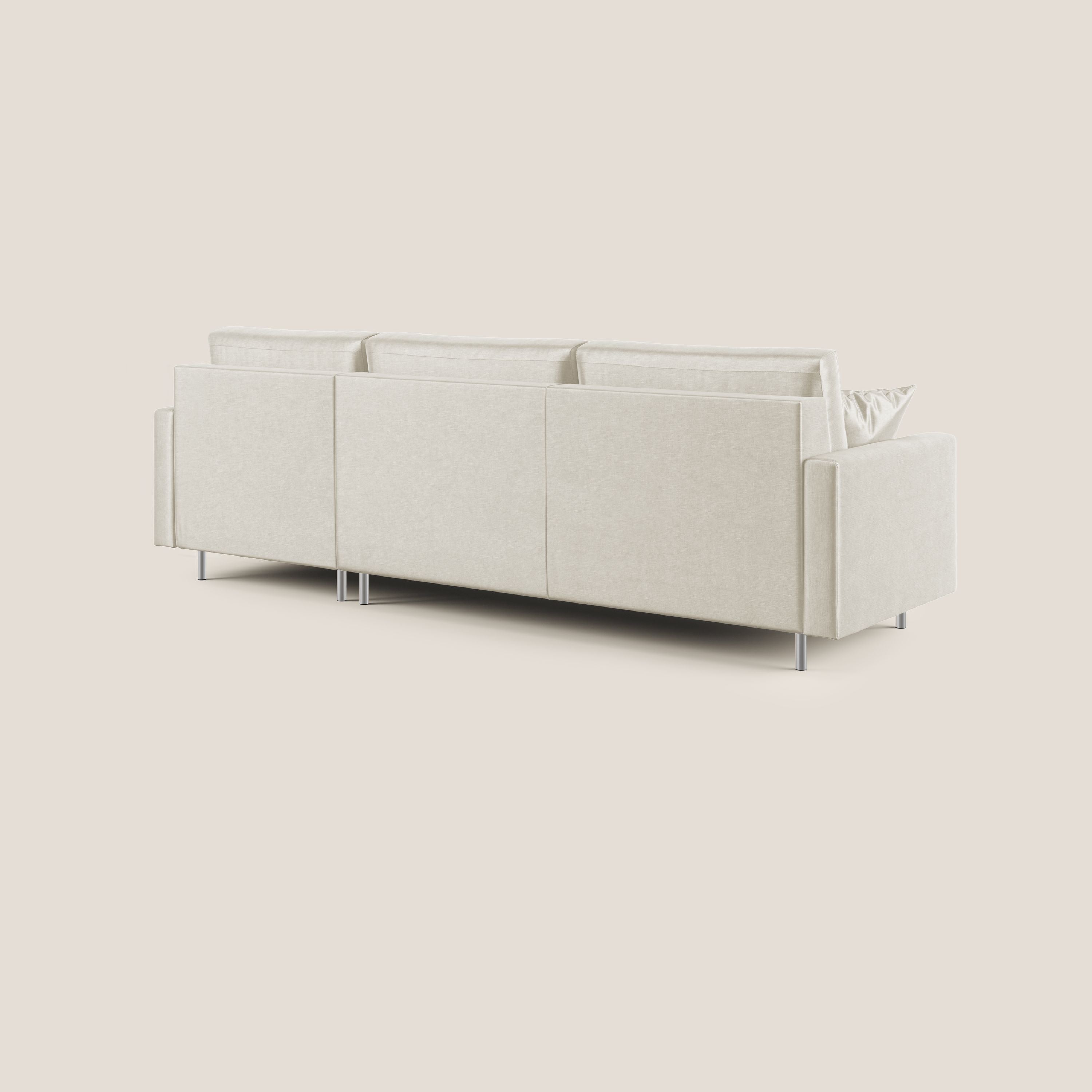 Andromeda divano letto angolare in velluto morbido impermeabile T01 panna - divani.store