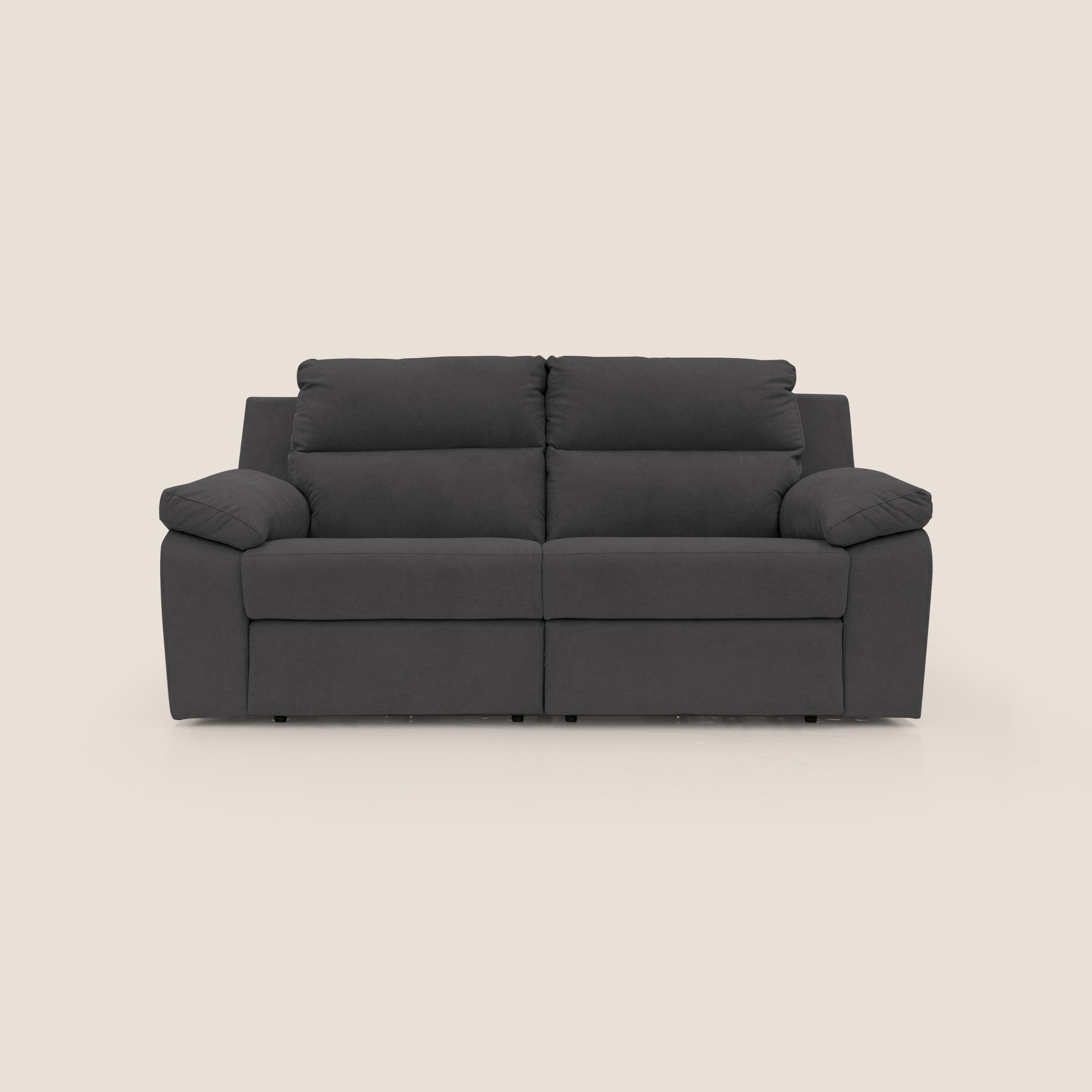 Romeo Divano relax con recliner elettrico in morbido tessuto impermeabile T02 nero - divani.store