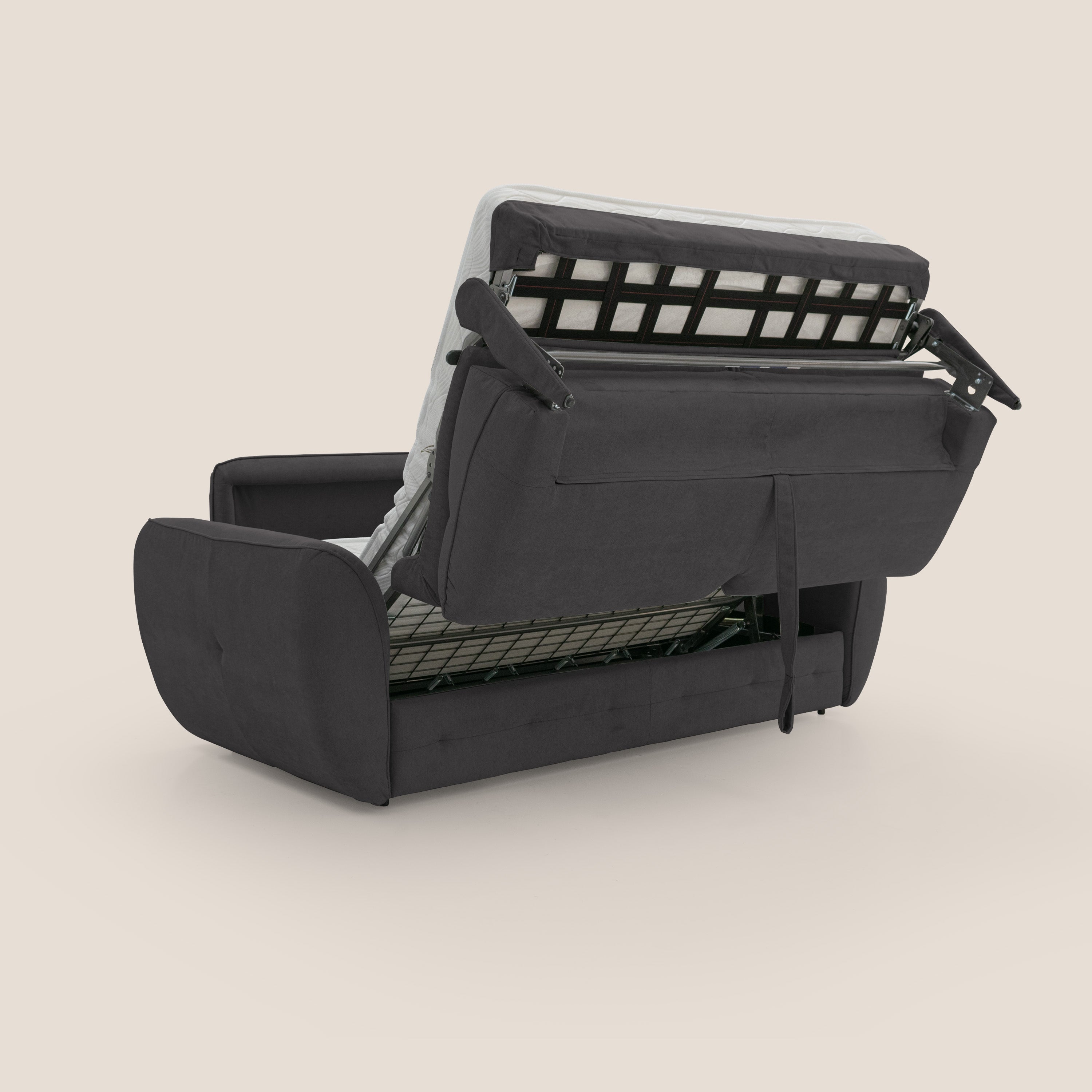 Zeus Divano letto scandinavo con schienale alto in tessuto impermeabile T02 nero - divani.store