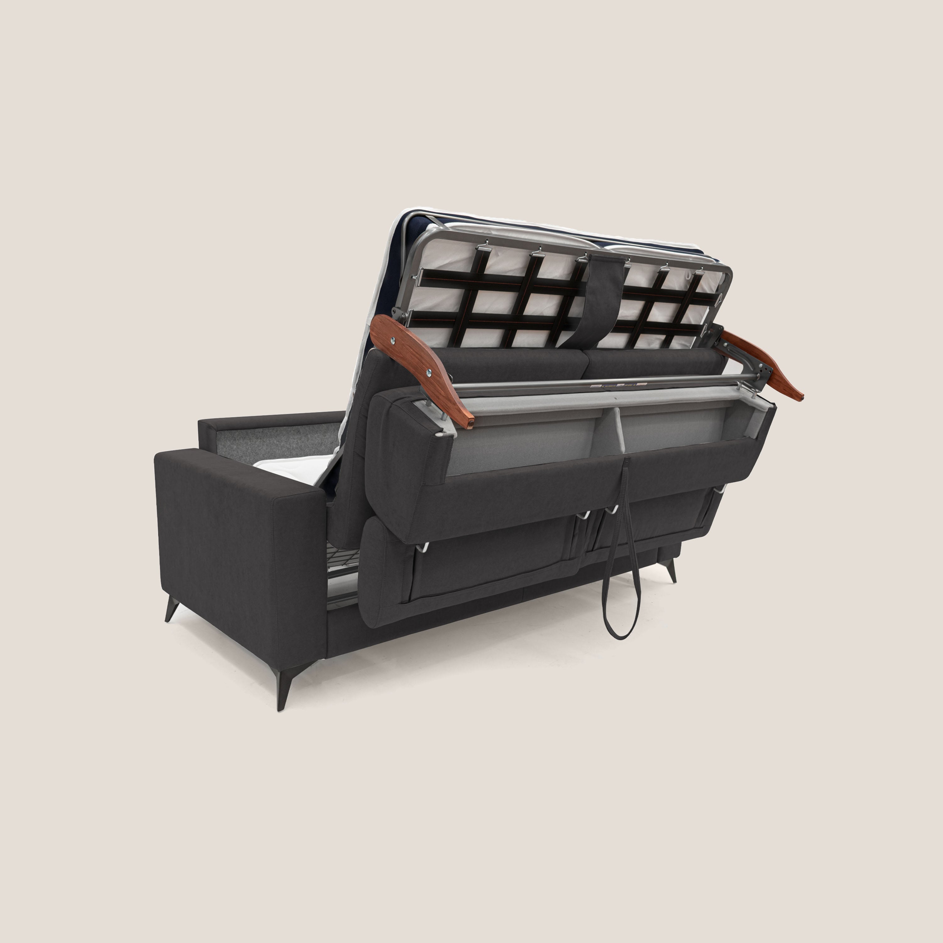 Pegaso divano letto con poggiatesta reclinabili e rivestimento T02 nero - divani.store