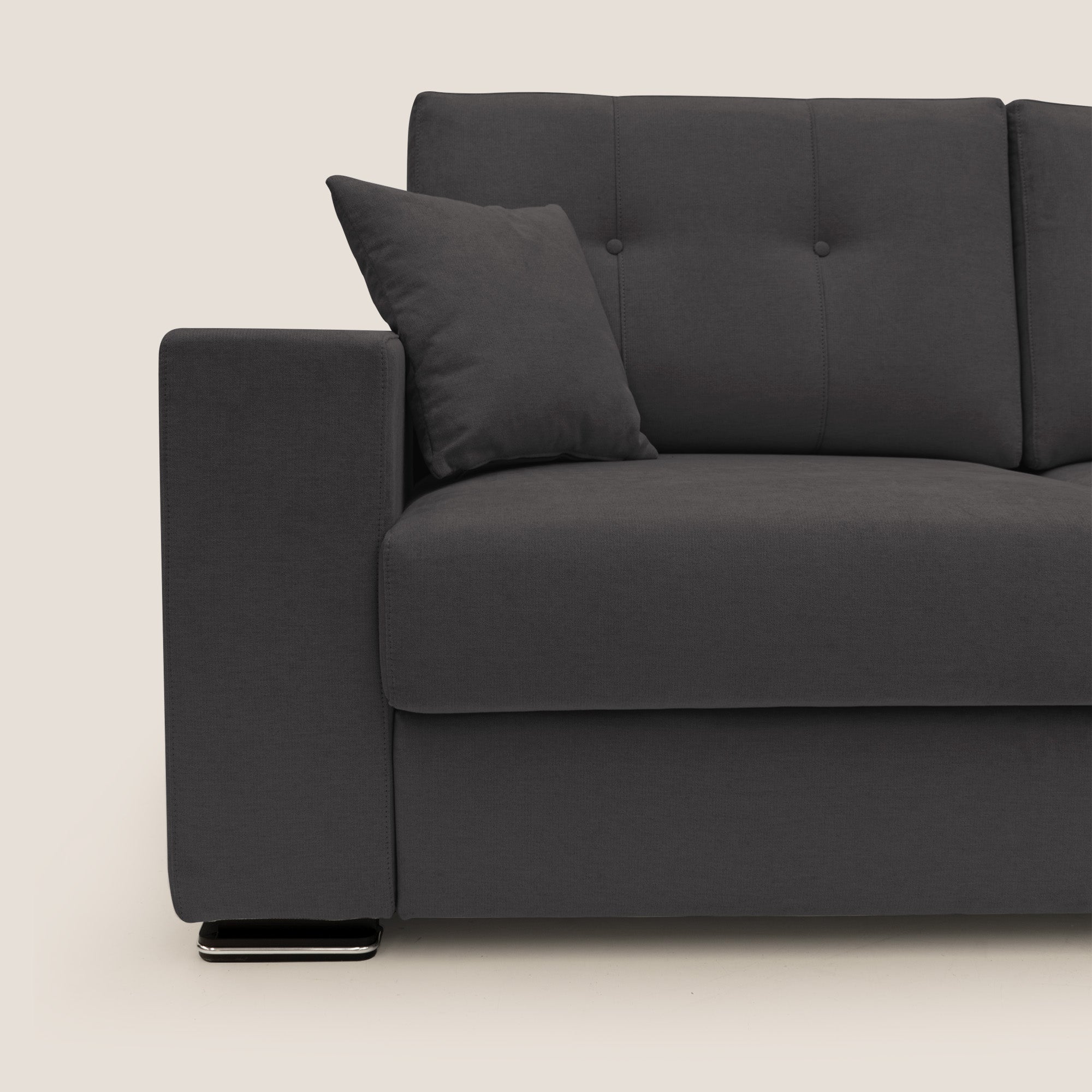 Giove divano in morbido tessuto impermeabile T02 nero - divani.store