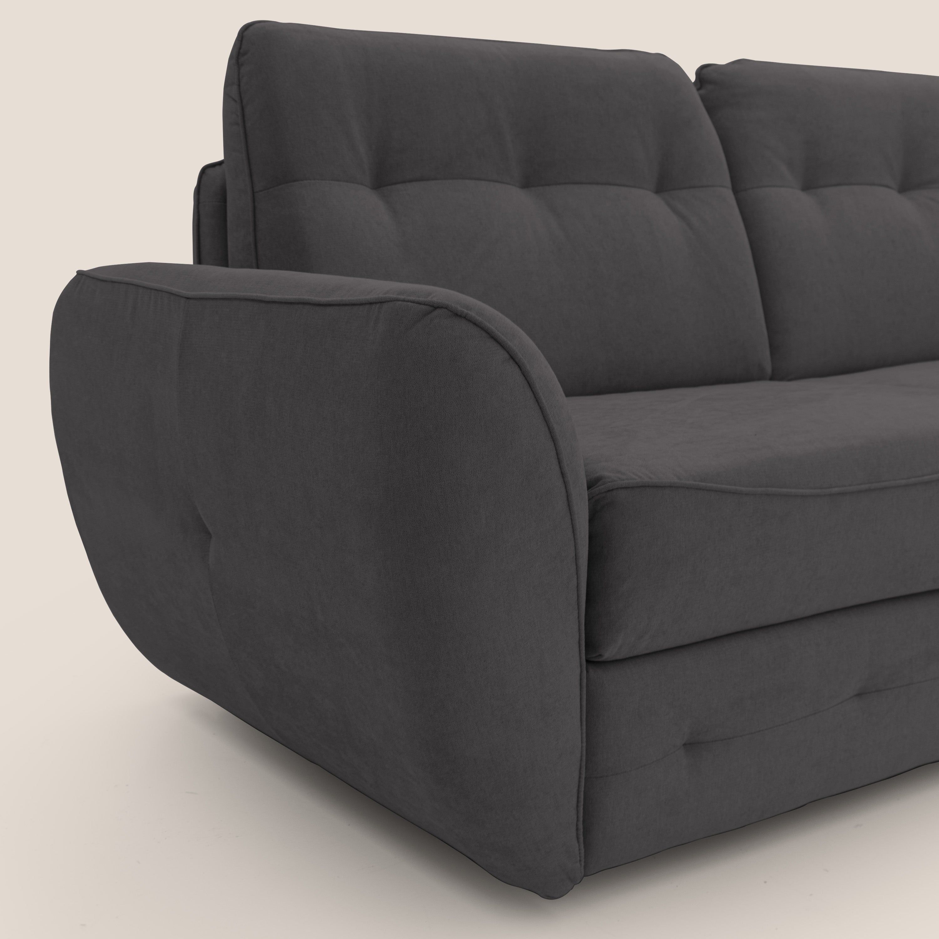 Zeus Divano letto scandinavo con schienale alto in tessuto impermeabile T02 nero - divani.store