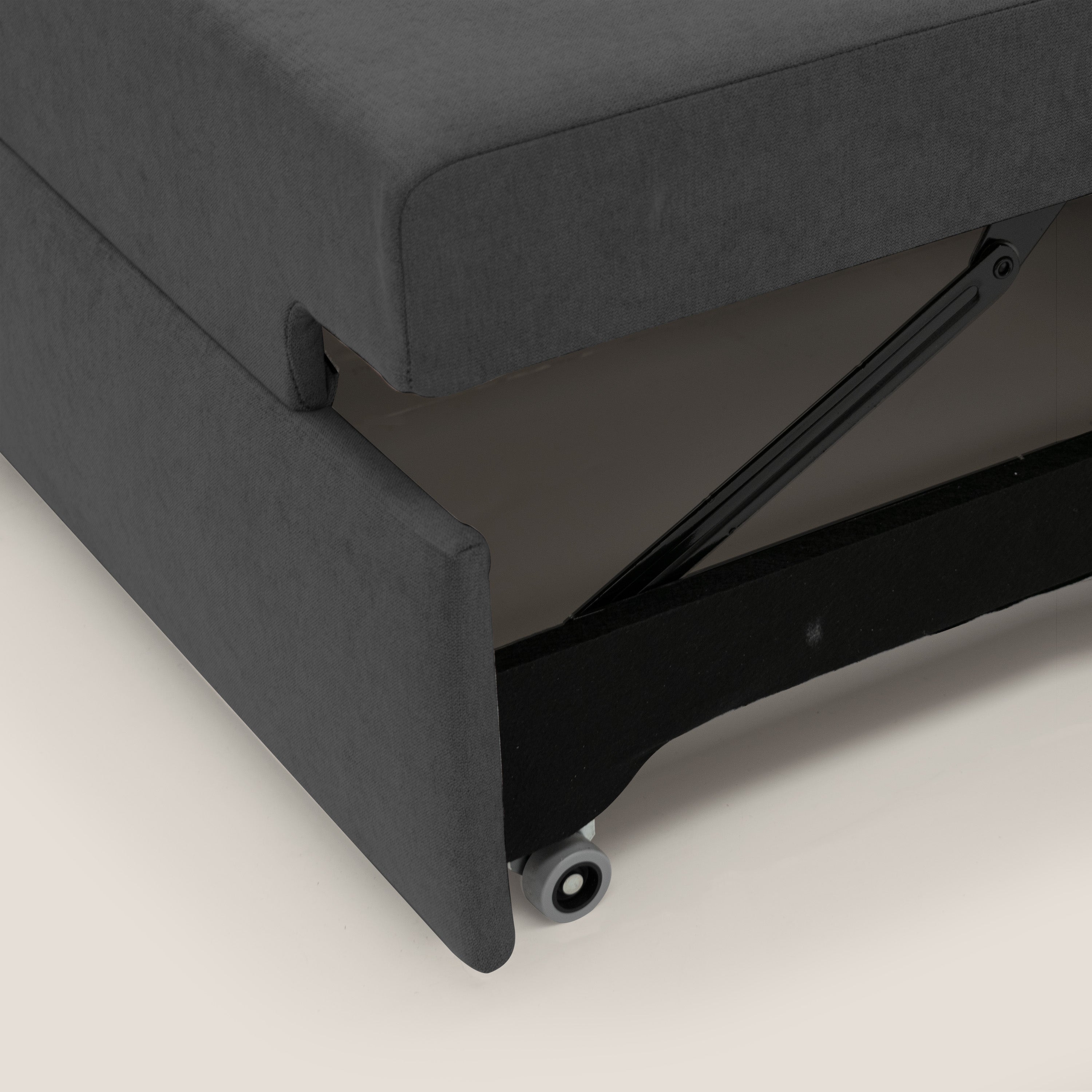 Minerva divano con pouf estraibile poggiapiedi in tessuto morbido impermeabile T02 nero - divani.store