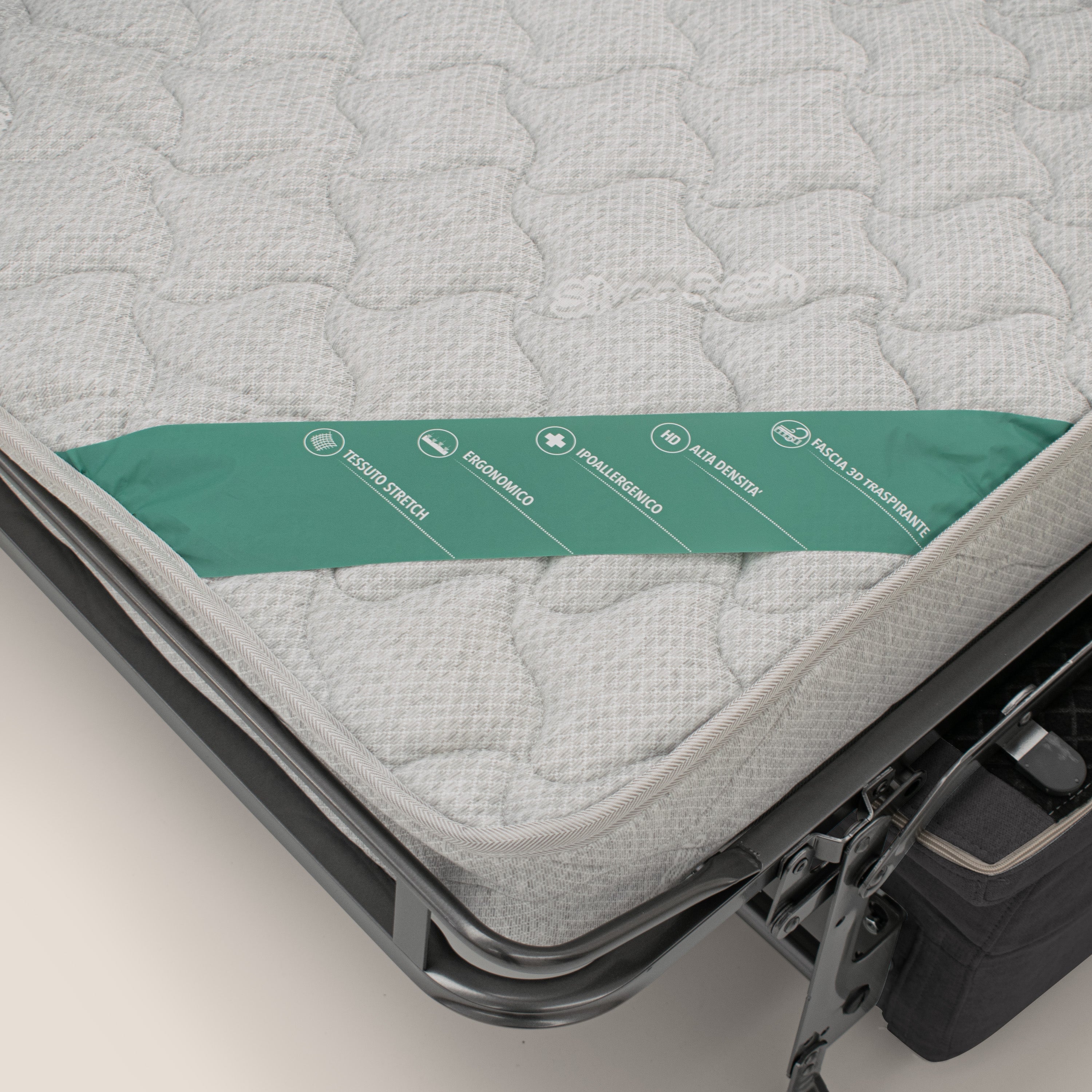 Bjorn divano letto sfoderabile con materasso H18 cm e poggiatesta reclinabili in tessuto impermeabile T02 nero - divani.store