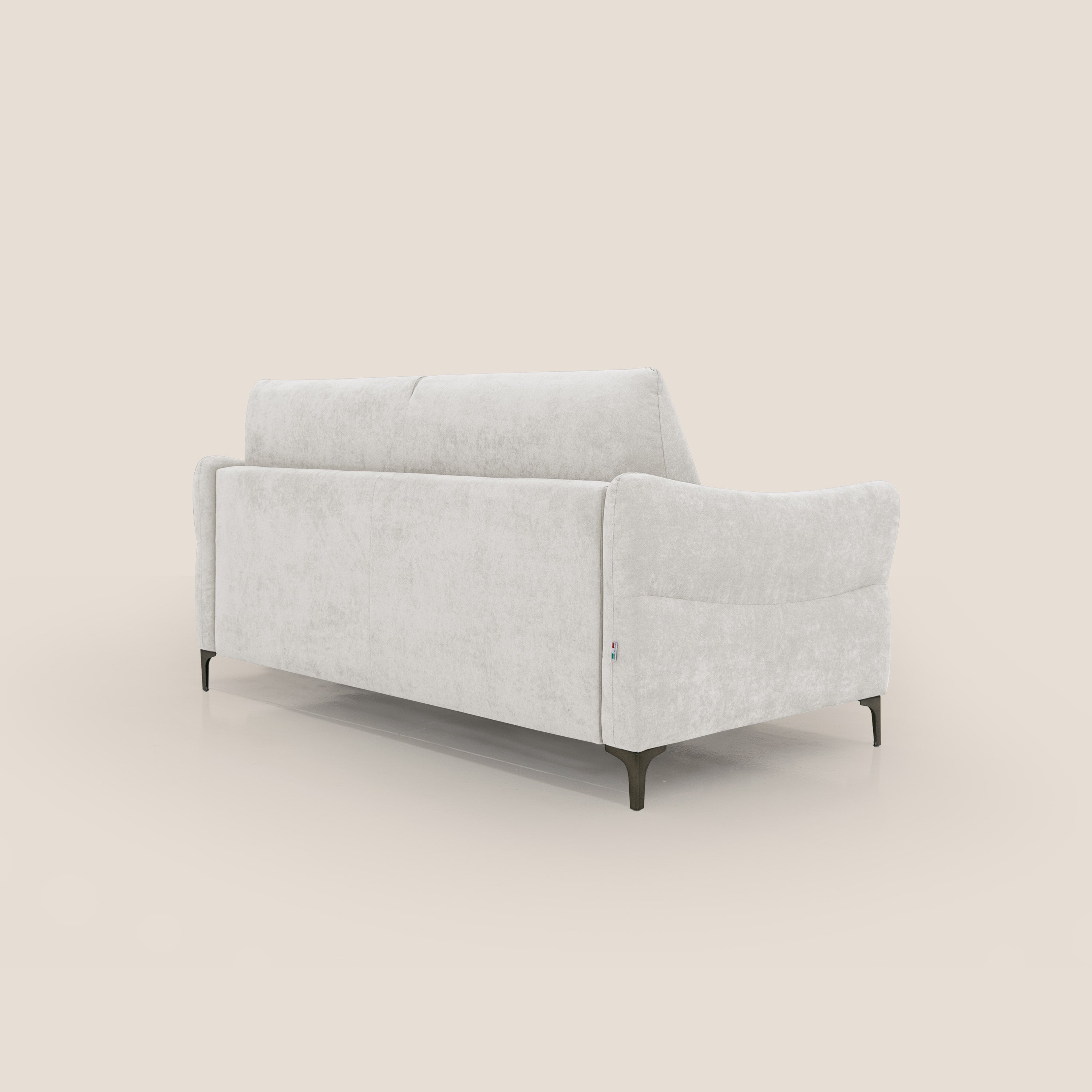 Dalia divano letto con materasso H18 cm e piedi alti in raffinato tessuto smacchiabile T17 bianco - divani.store