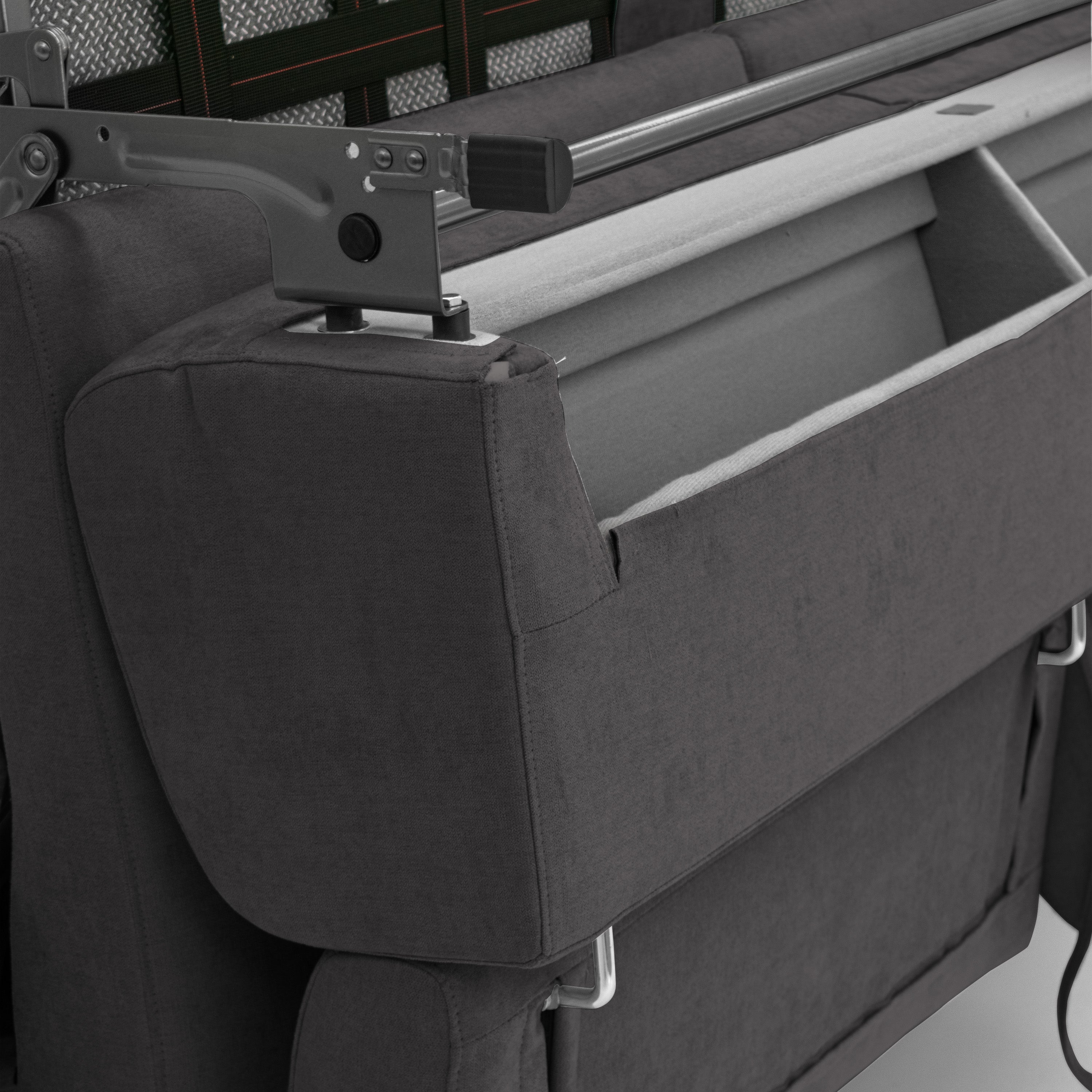 Bjorn divano letto sfoderabile con materasso H18 cm e poggiatesta reclinabili in tessuto impermeabile T02 nero - divani.store