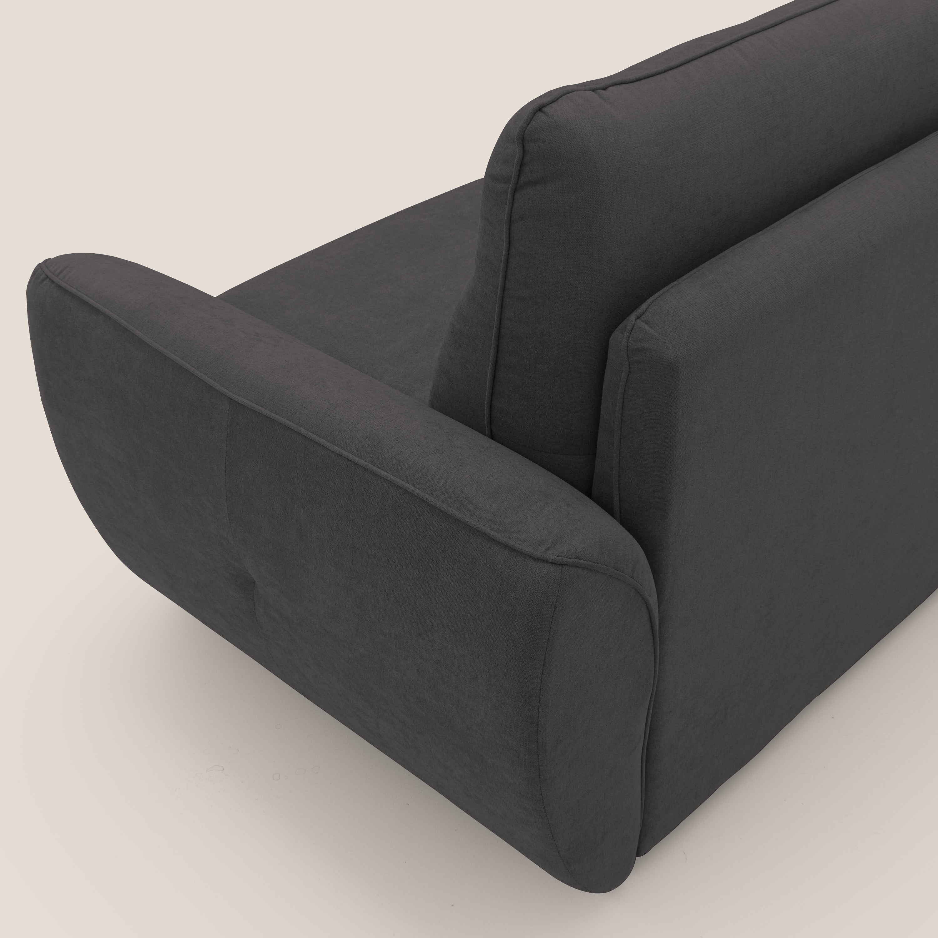 Zeus Divano letto scandinavo con schienale alto in tessuto impermeabile T02 nero - divani.store