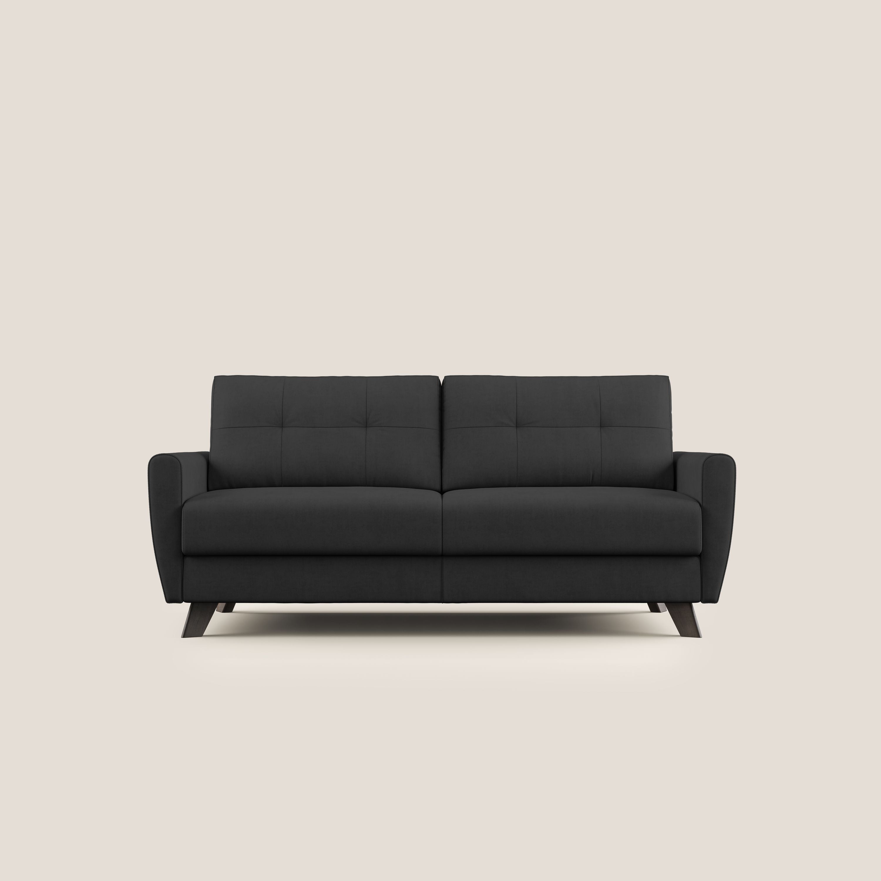 Callisto Divano letto matrimoniale in tessuto morbido impermeabile T02 nero - divani.store