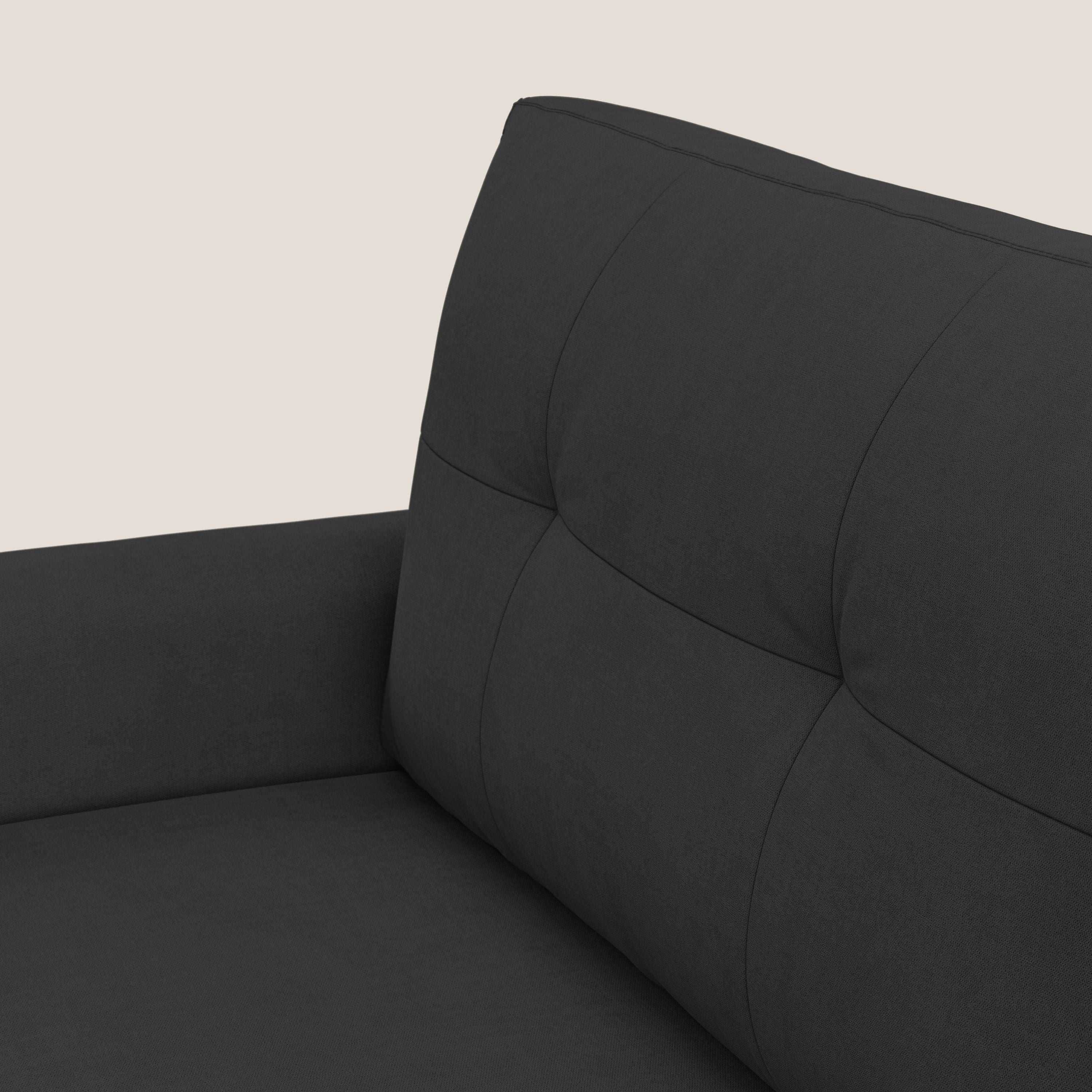 Callisto Divano letto matrimoniale in tessuto morbido impermeabile T02 nero - divani.store