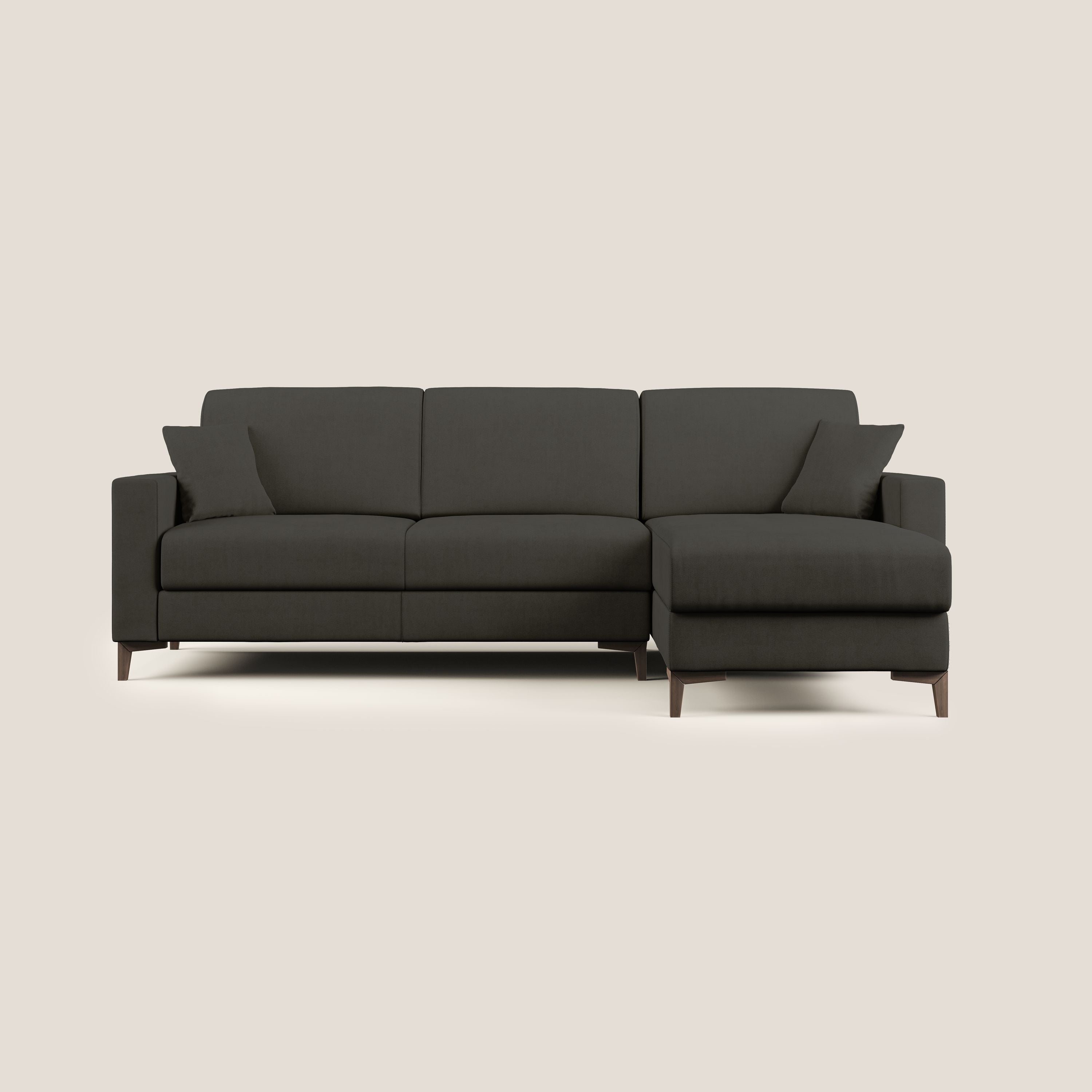 Kafka divano letto angolare in morbido tessuto impermeabile T02 nero - divani.store