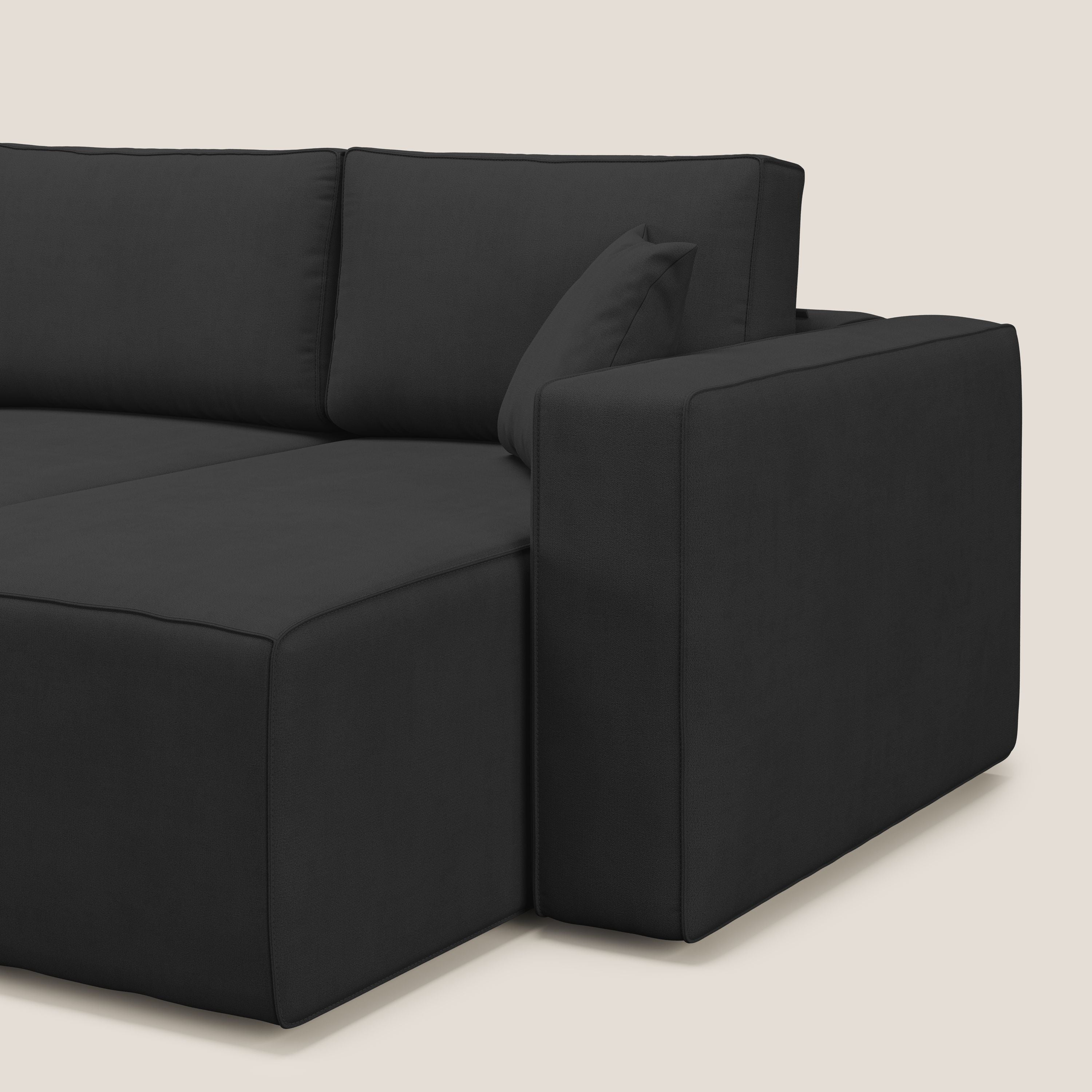 Morfeo divano con 3 sedute estraibili in morbido tessuto impermeabile T02 nero - divani.store