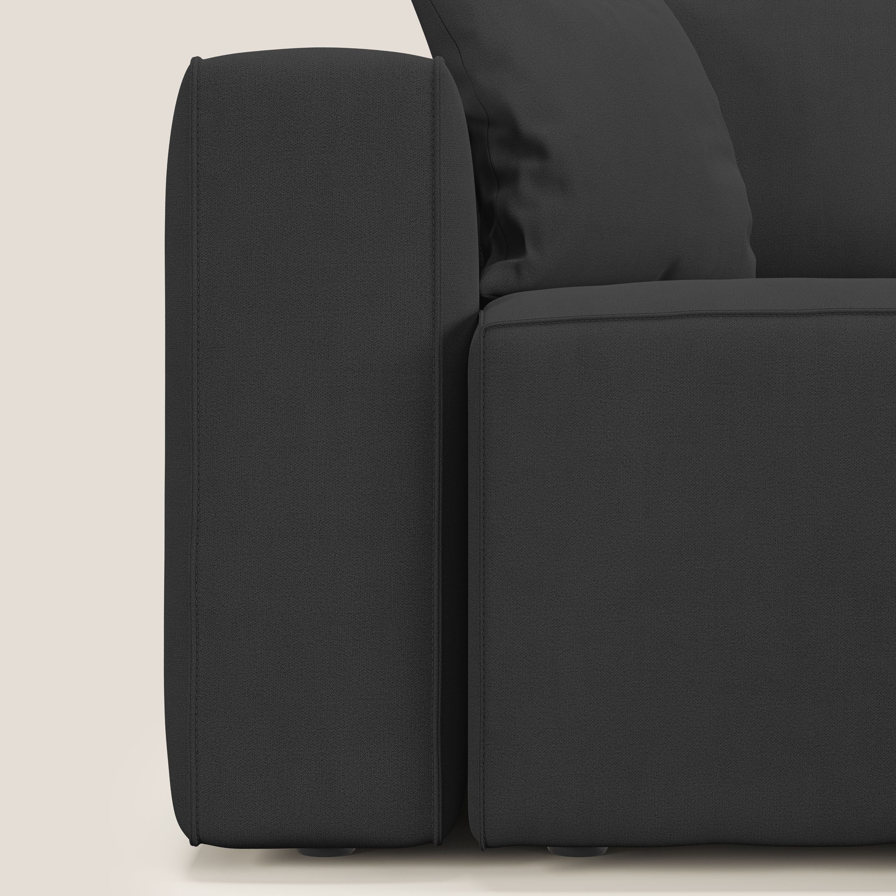 Morfeo divano con 3 sedute estraibili in morbido tessuto impermeabile T02 nero - divani.store