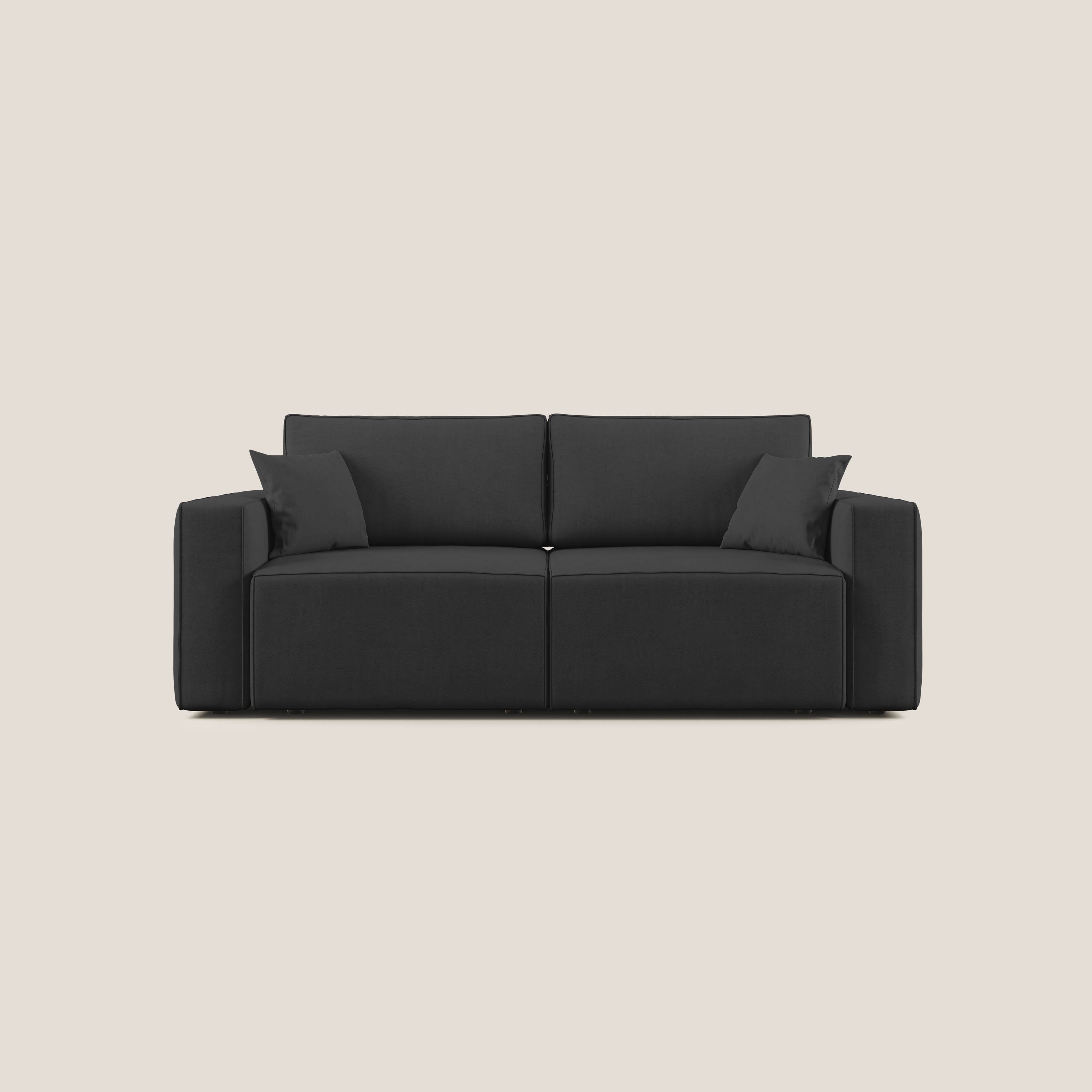 Morfeo divano con sedute estraibili in morbido tessuto impermeabile T02 nero - divani.store
