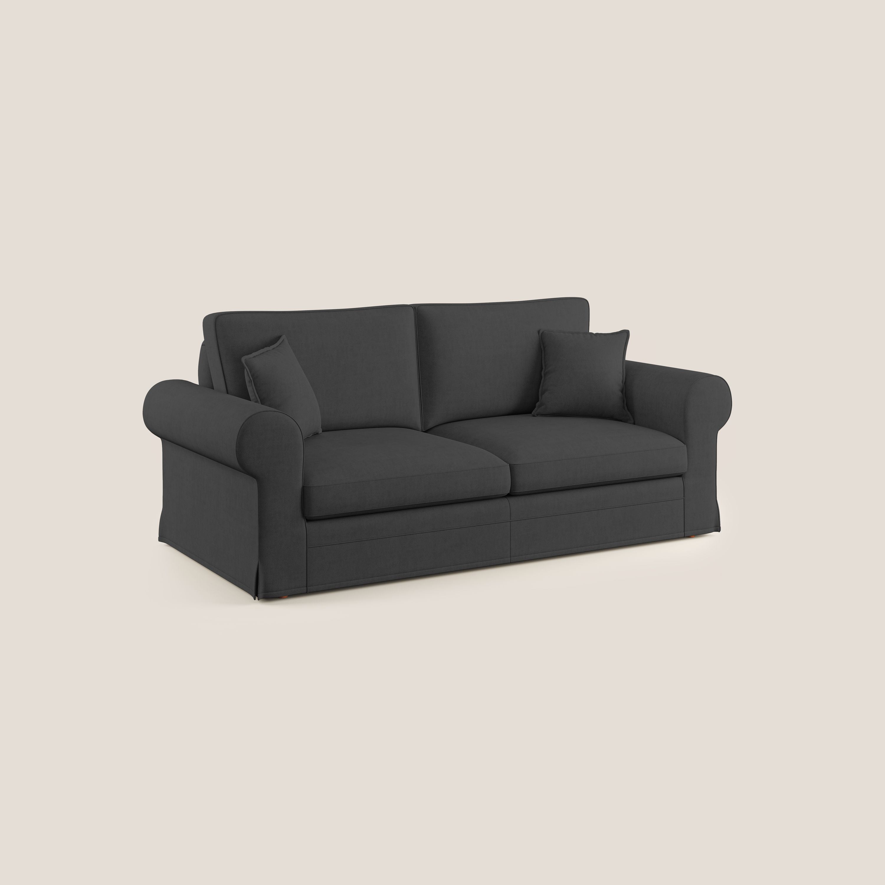 Lady divano classico in piuma d'oca realizzato con tessuto impermeabile T02 nero - divani.store