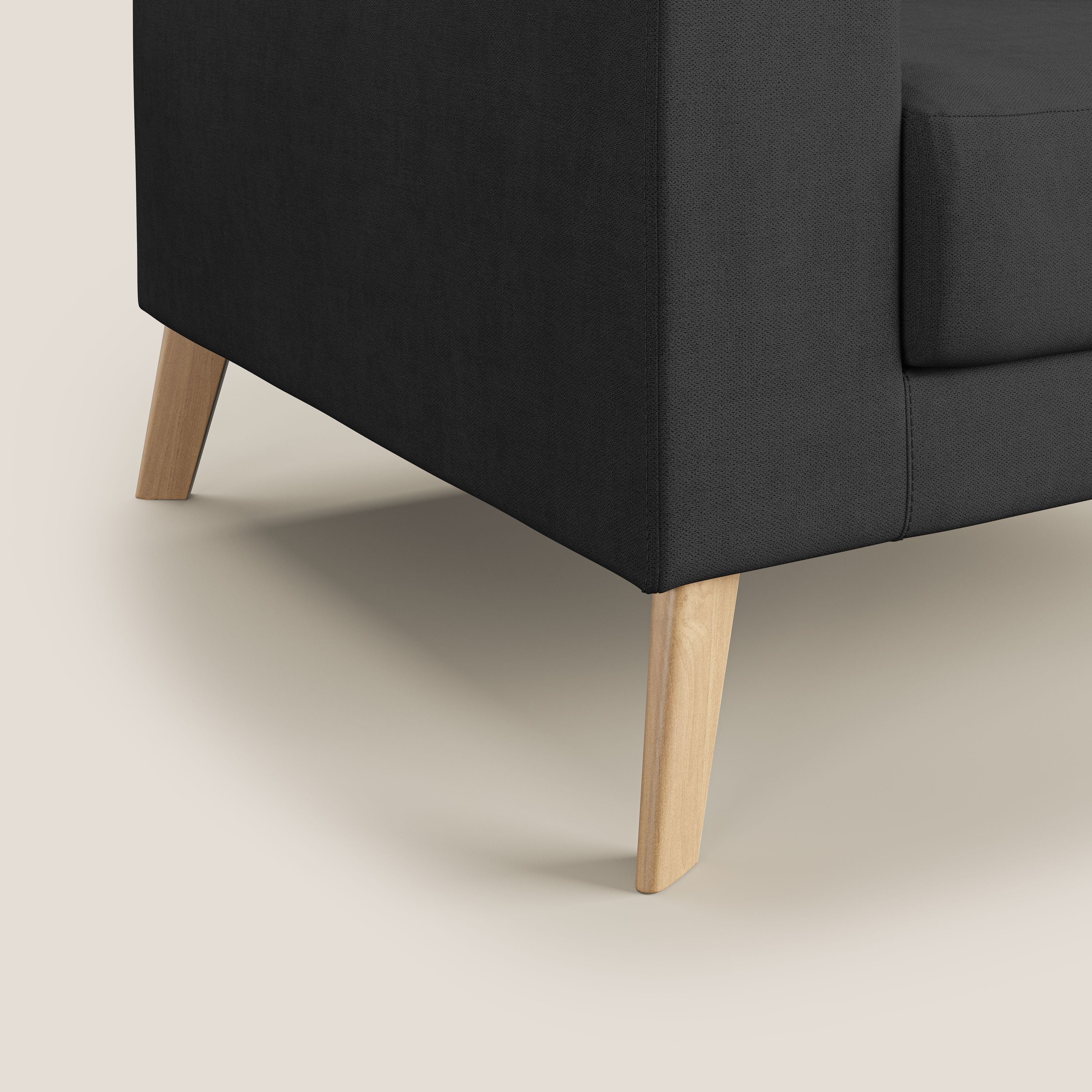 Danish poltroncina in tessuto morbido impermeabile T02 nero - divani.store