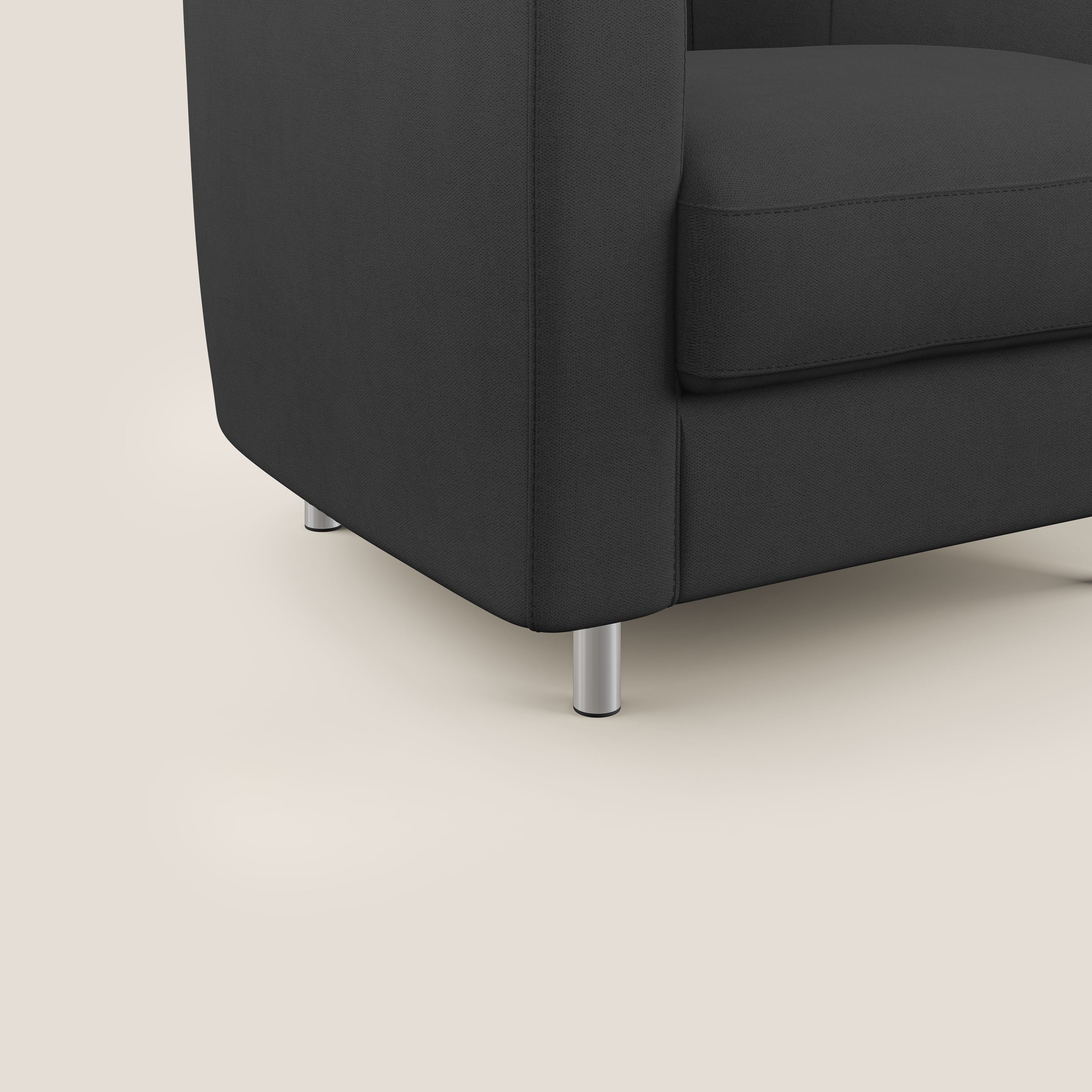 Sally Poltroncina in tessuto morbido impermeabile T02 nero - divani.store