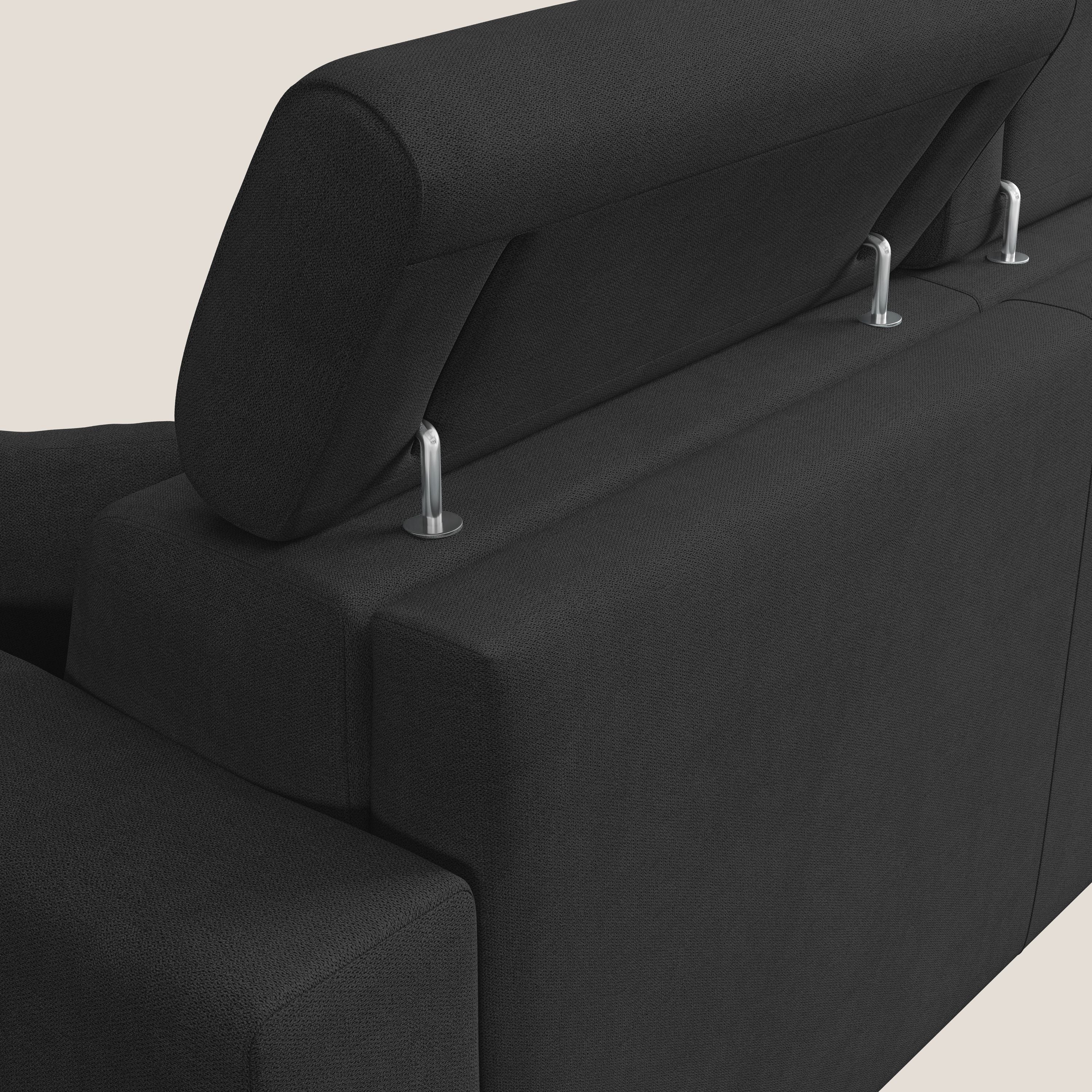 Pegaso divano letto con poggiatesta reclinabili e rivestimento T02 nero - divani.store