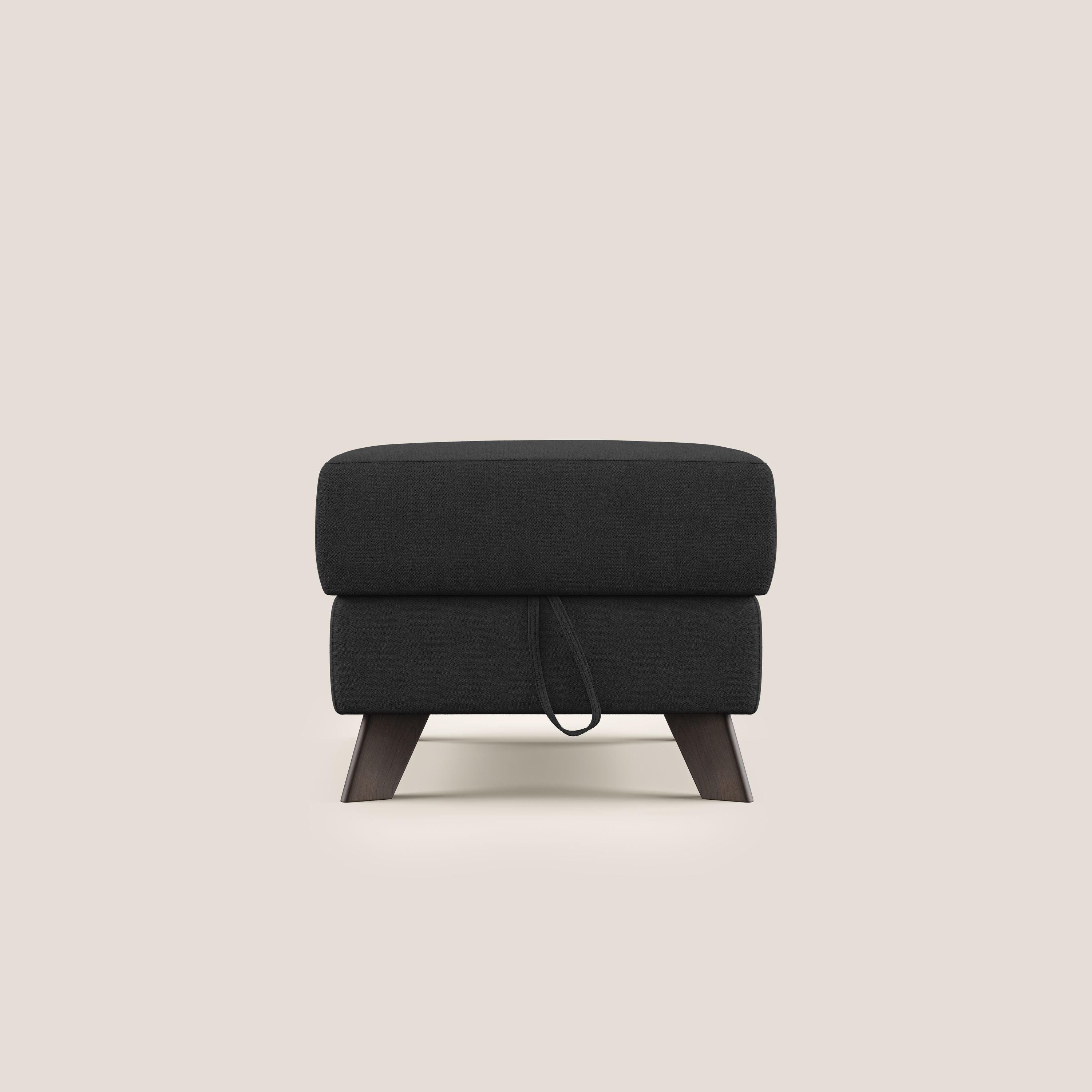 Moon Pouf contenitore e piedini alti in tessuto morbido impermeabile T02 nero - divani.store