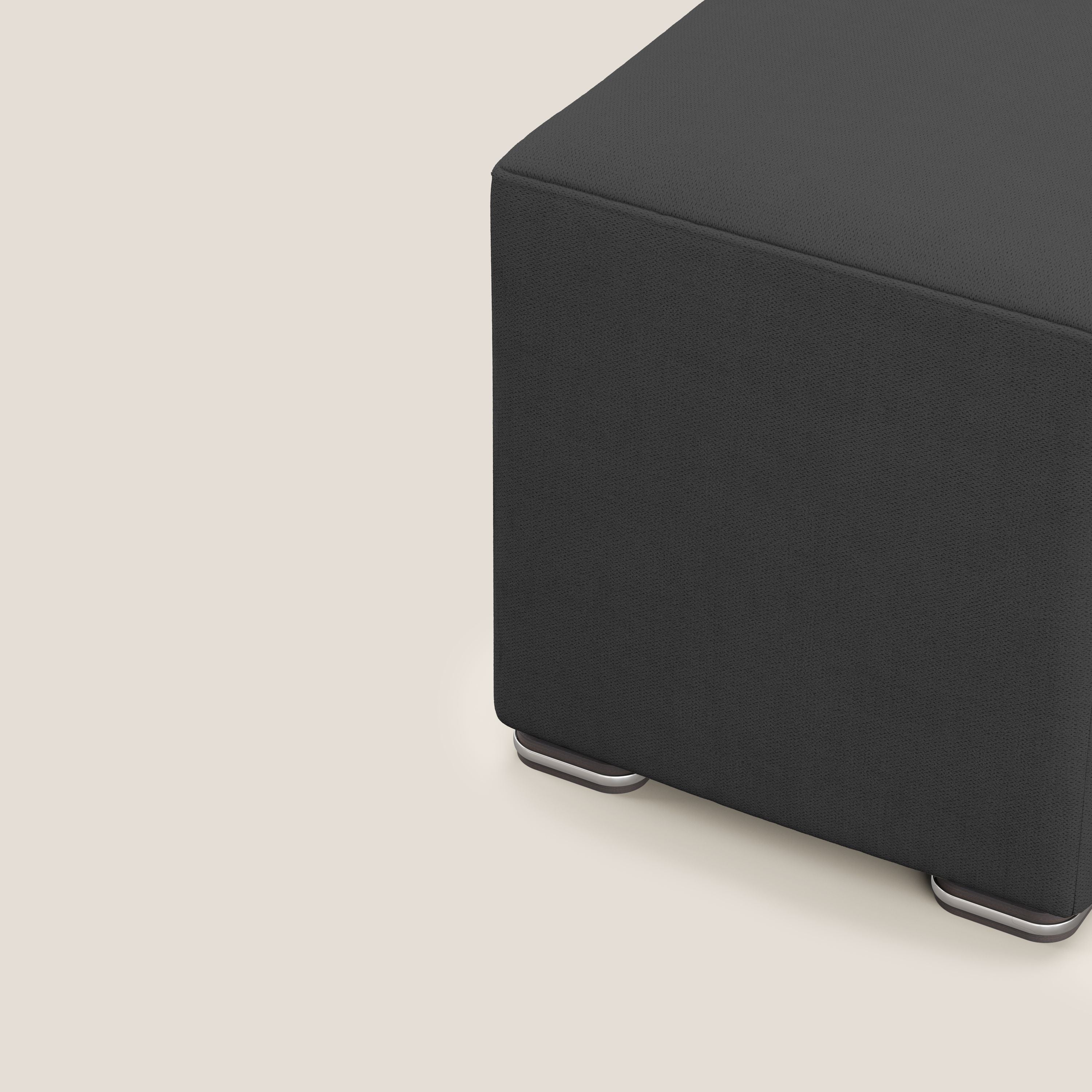Cube pouf in tessuto morbido impermeabile T02 nero - divani.store