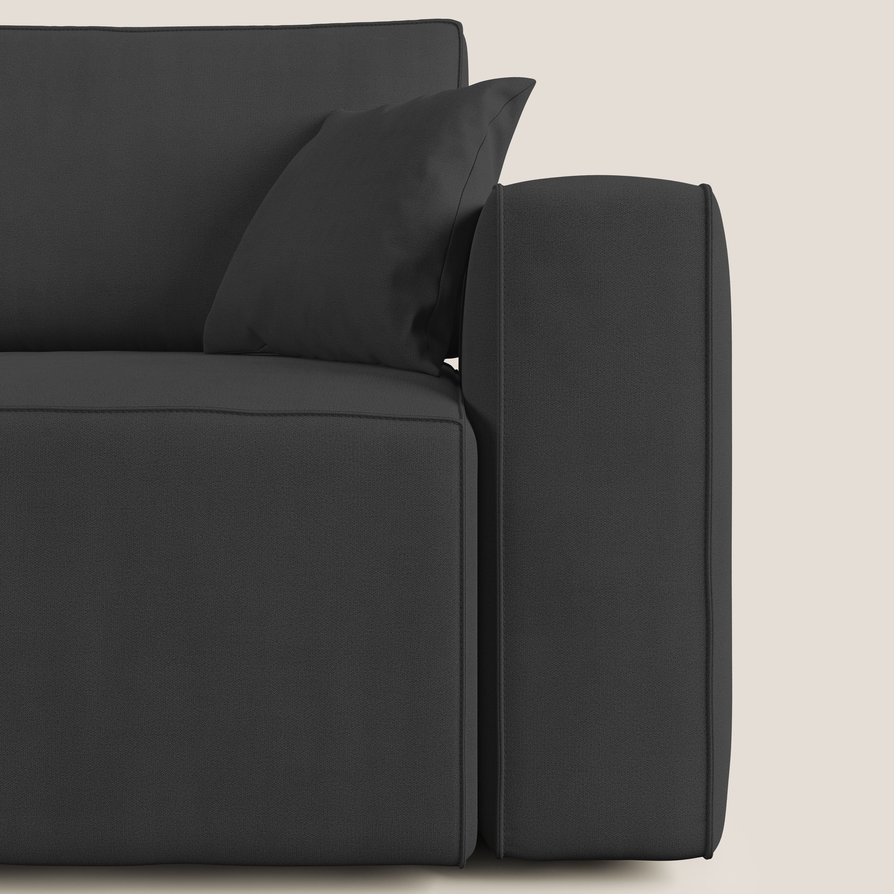 Morfeo divano con sedute estraibili in morbido tessuto impermeabile T02 nero - divani.store