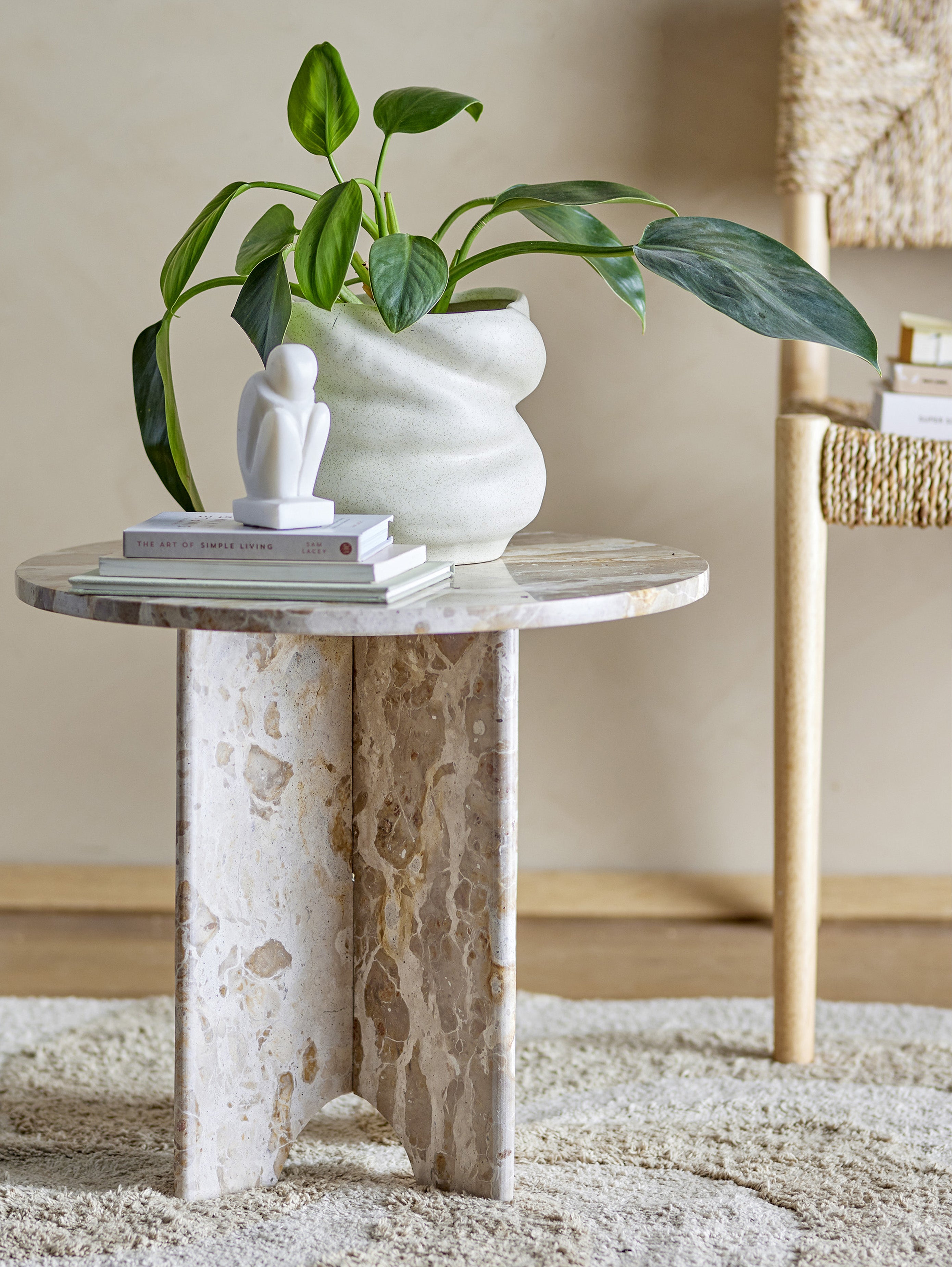 Jasmia tavolino in marmo marrone rotondo - divani.store