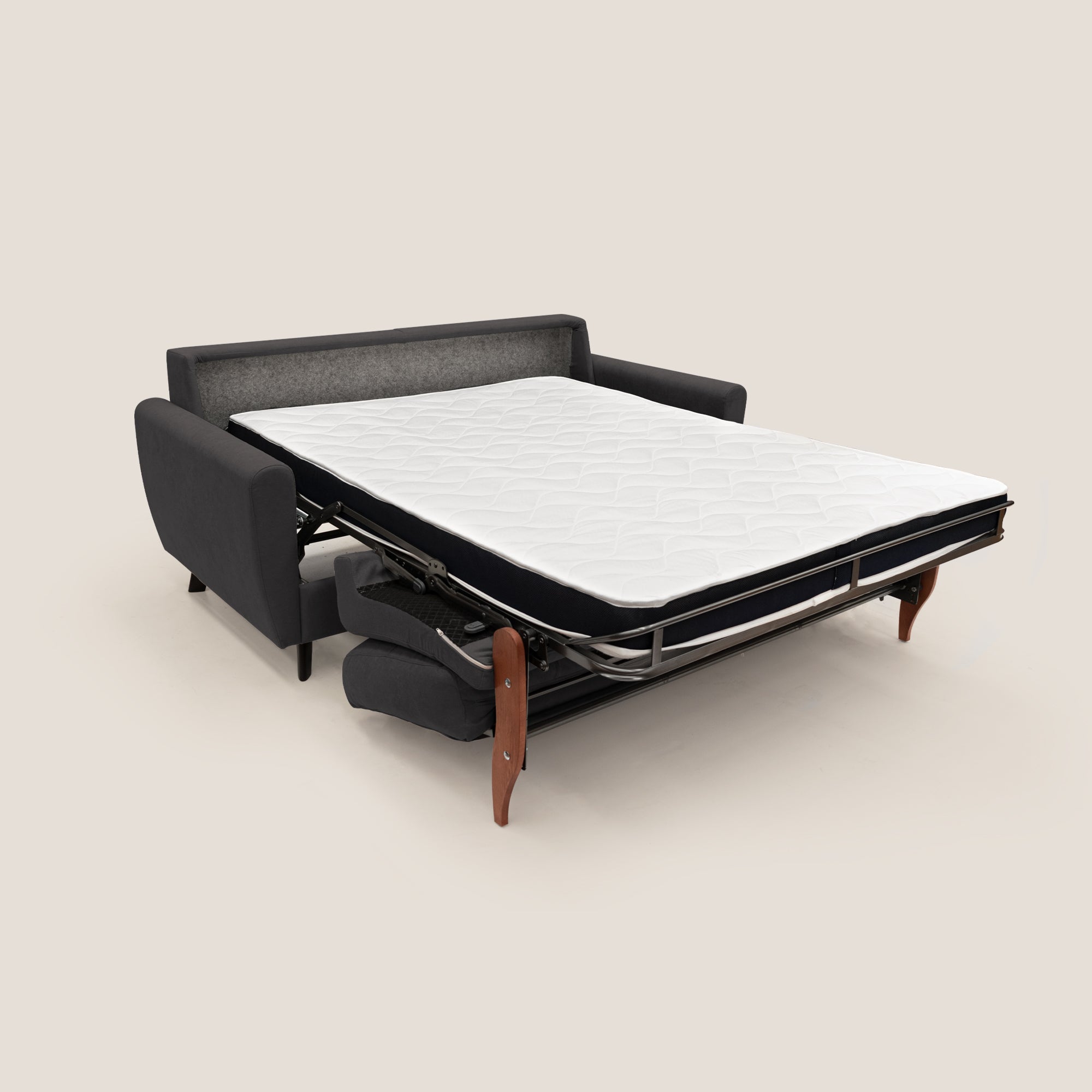 Callisto Divano letto matrimoniale in tessuto morbido impermeabile T02 nero - divani.store