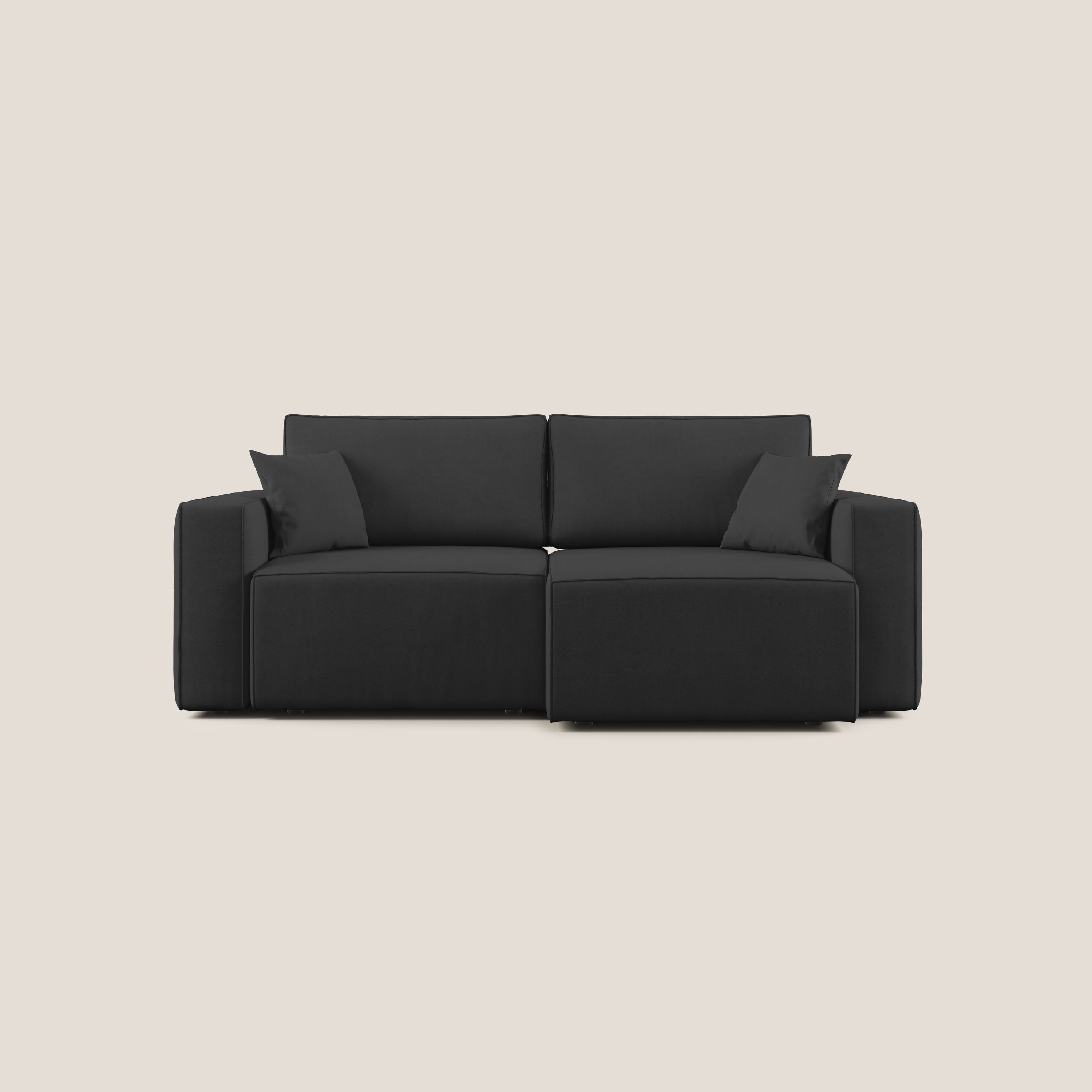 Morfeo divano con sedute estraibili in morbido tessuto impermeabile T02 nero - divani.store