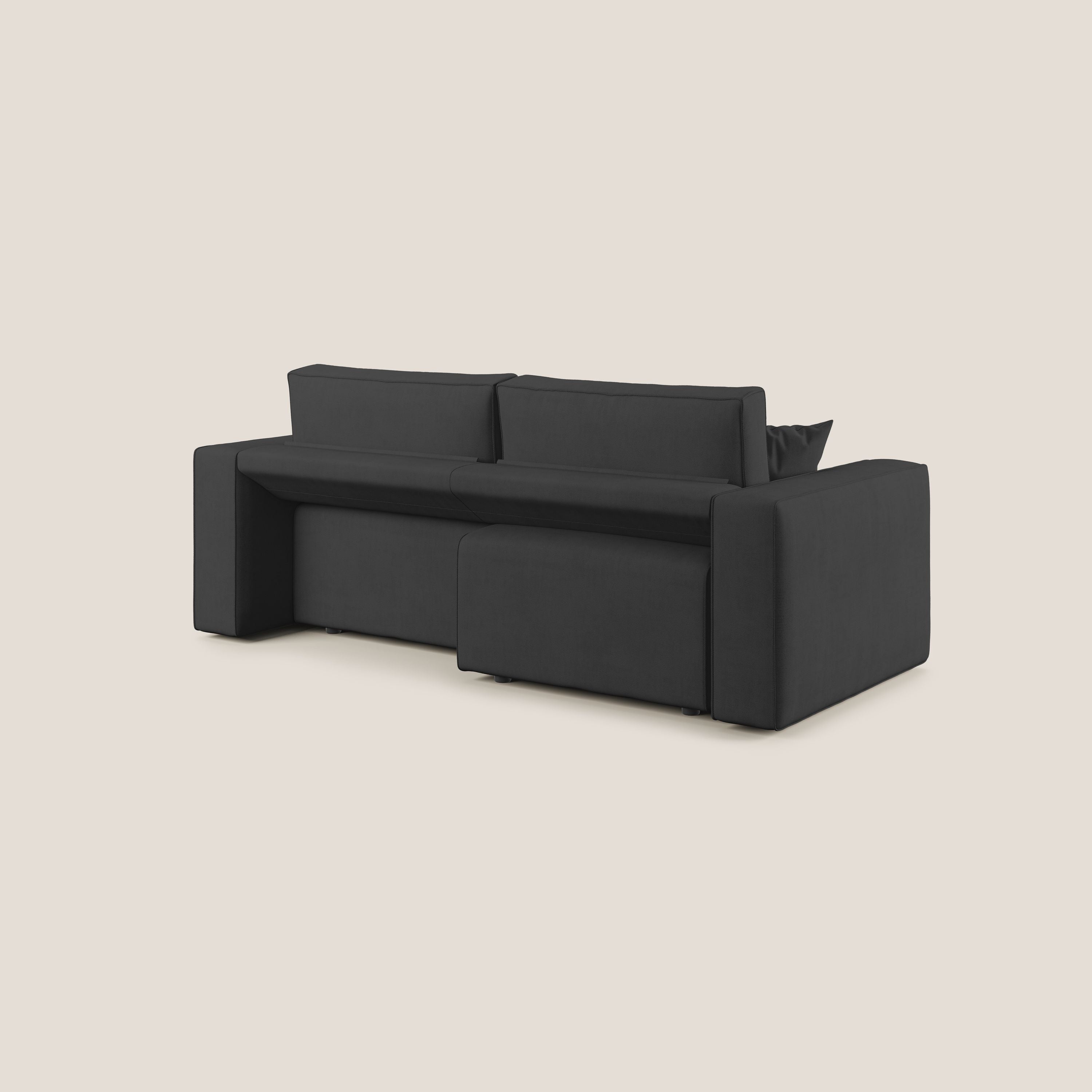 Morfeo divano con sedute estraibili in morbido tessuto impermeabile T02 nero - divani.store