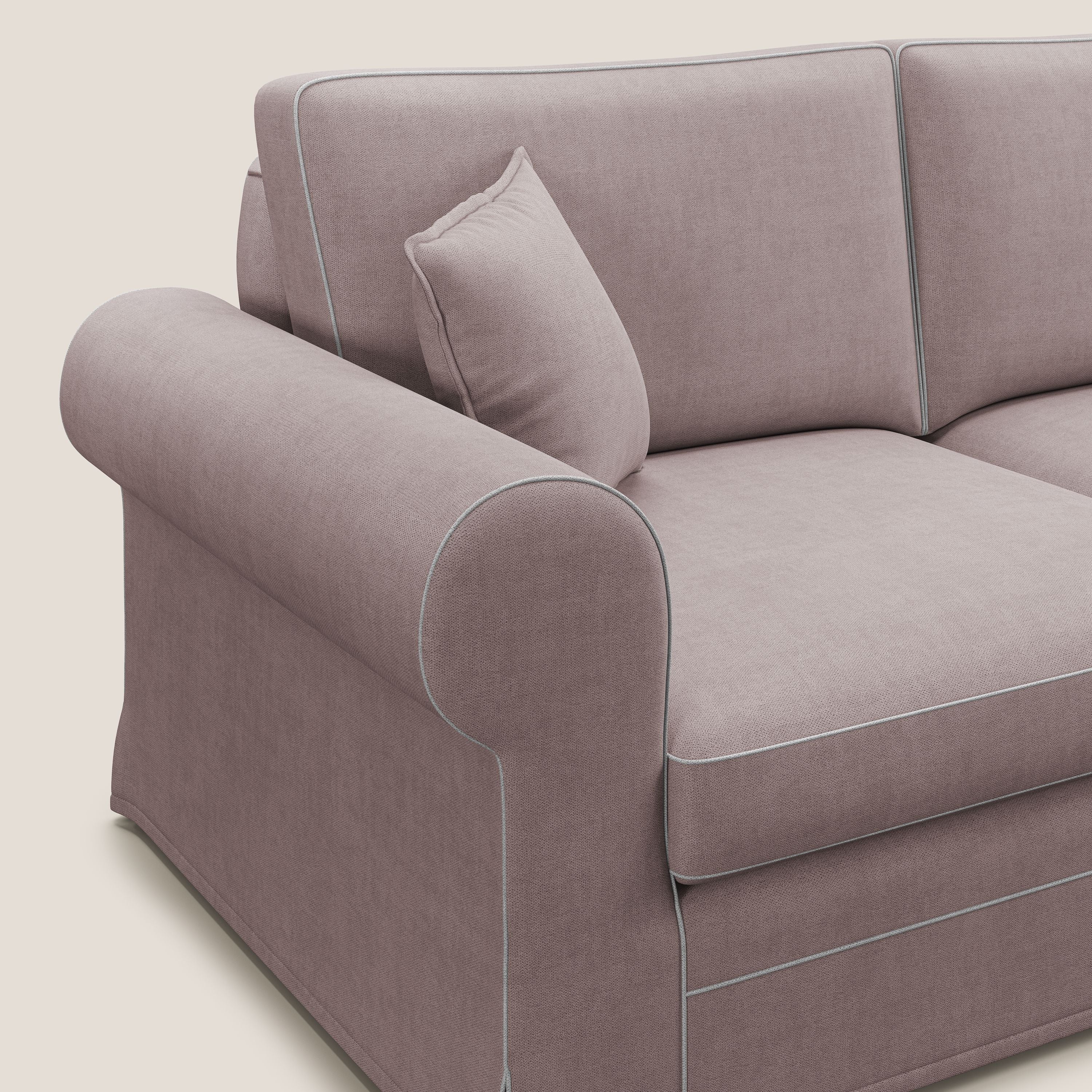 Lady divano classico bicolore in piuma d'oca realizzato con tessuto impermeabile T02 rosa - bianco - divani.store