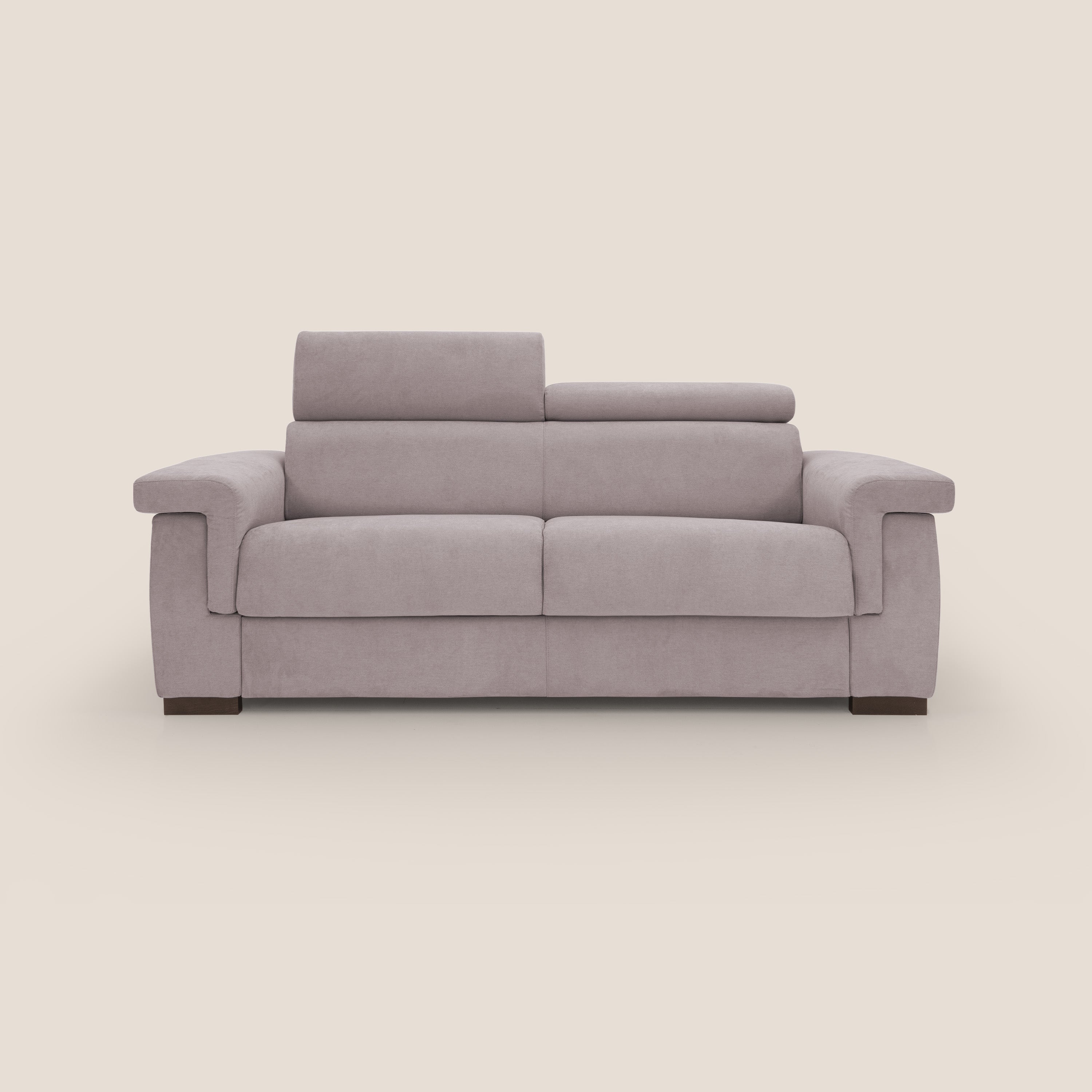 Bjorn divano letto sfoderabile con materasso H18 cm e poggiatesta reclinabili in tessuto impermeabile T02 rosa - divani.store