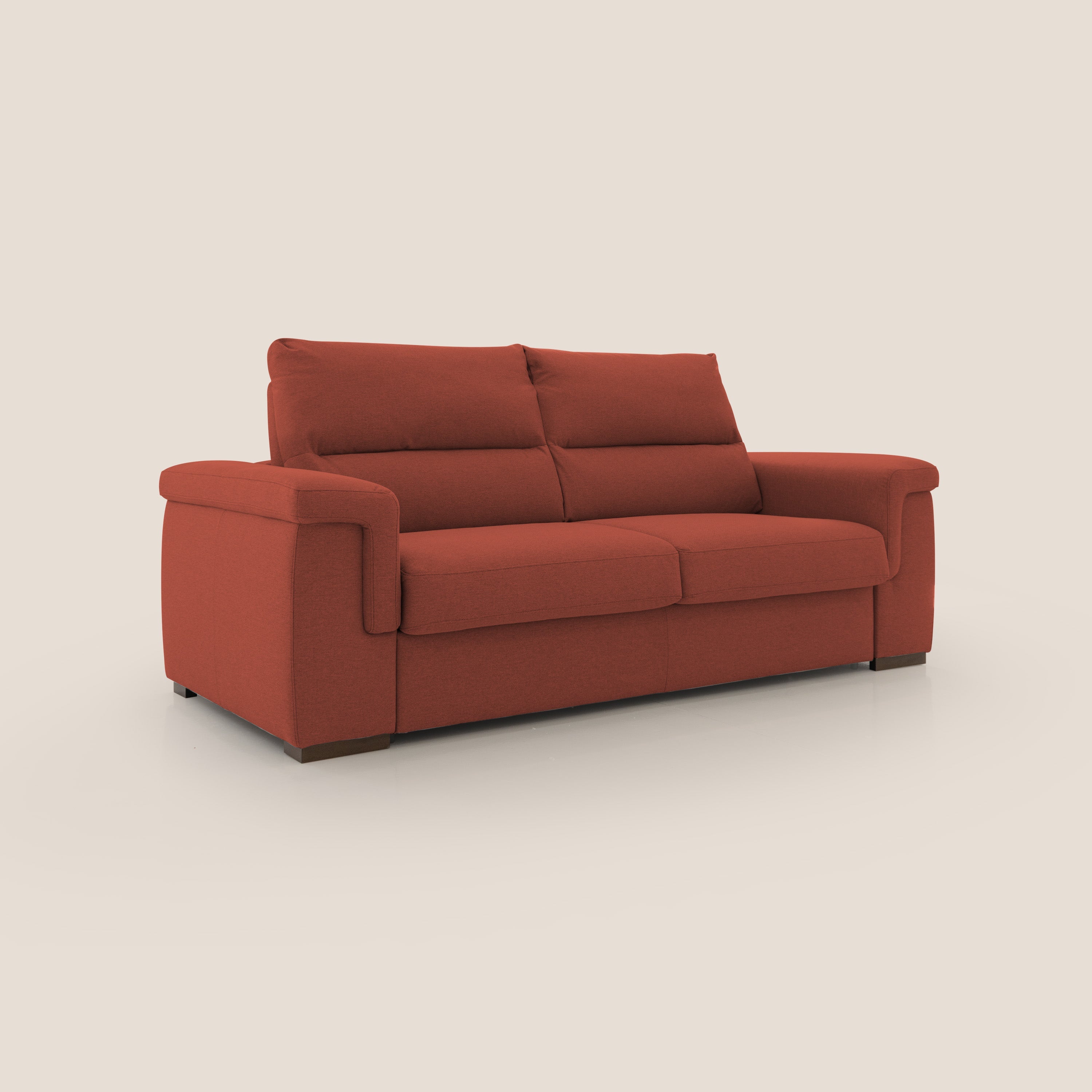 Magnolia divano letto con materasso alto 18 cm morbido schienale alto in tessuto smacchiabile T05 rosso - divani.store