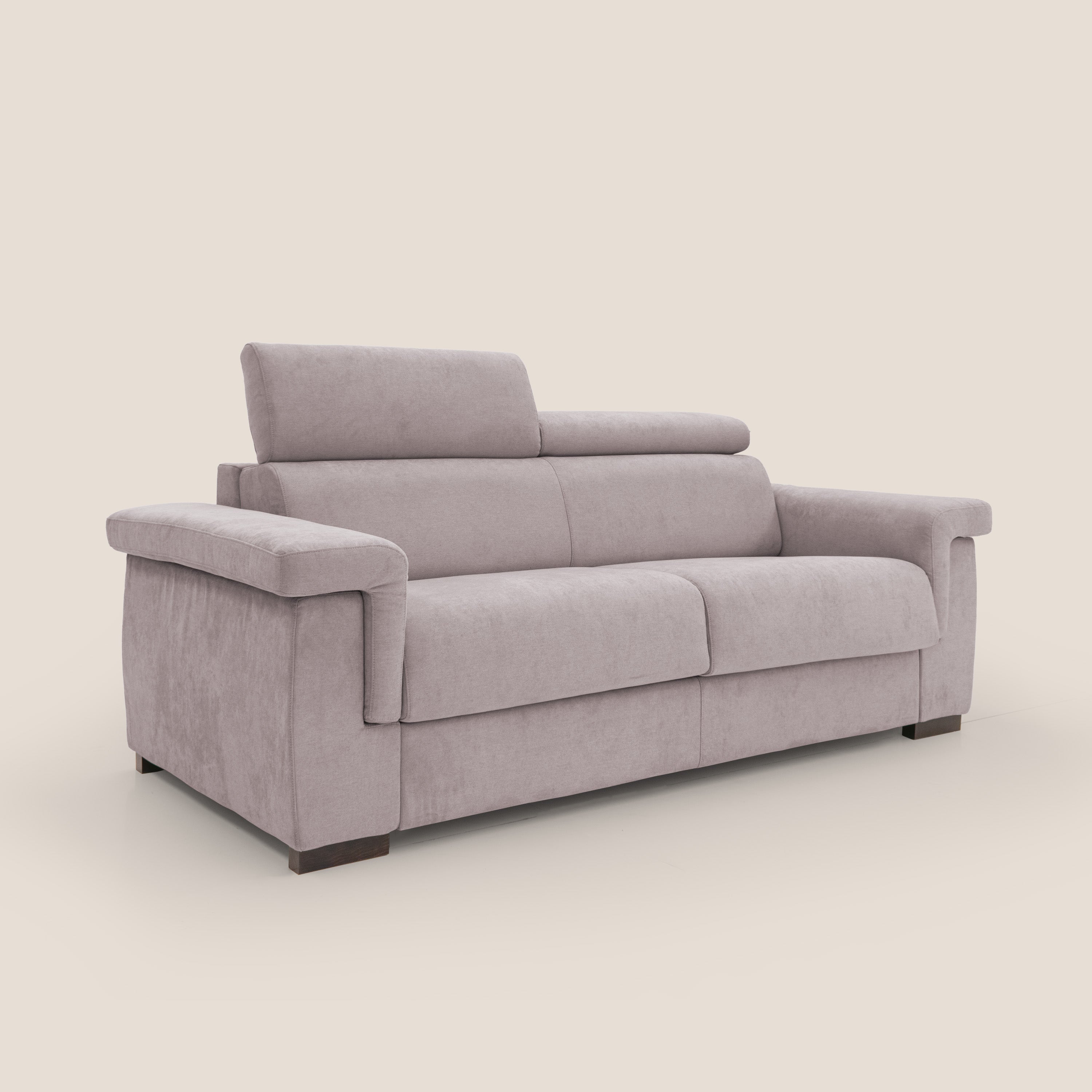 Bjorn divano letto sfoderabile con materasso H18 cm e poggiatesta reclinabili in tessuto impermeabile T02 rosa - divani.store