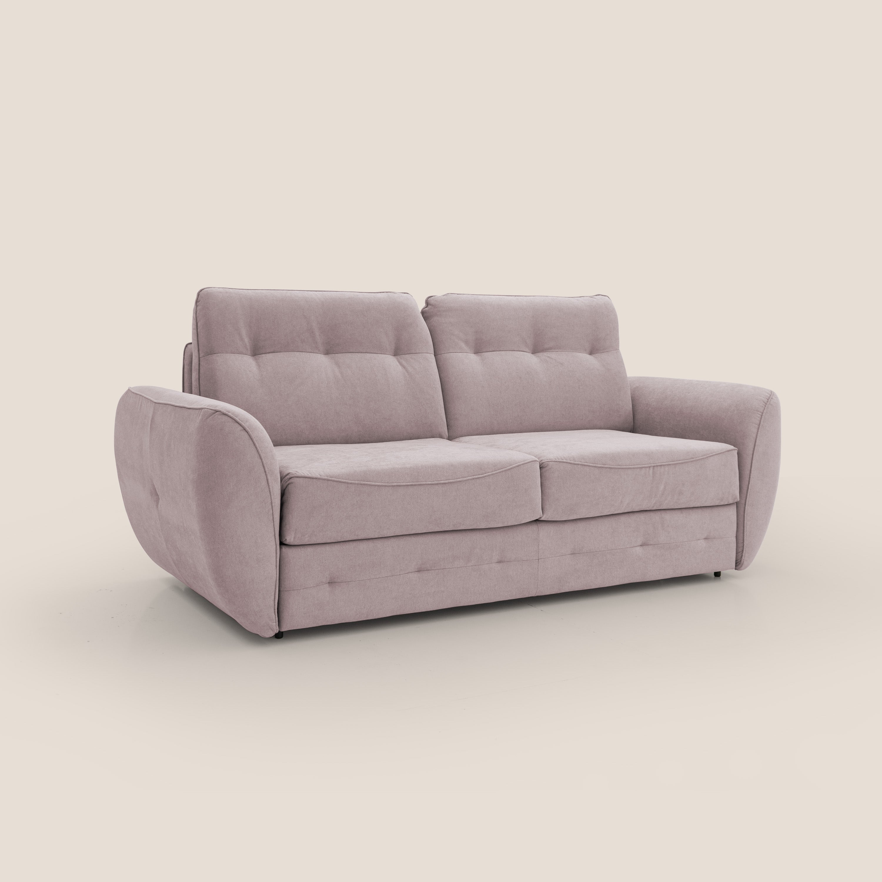 Zeus Divano letto scandinavo con schienale alto in tessuto impermeabile T02 rosa - divani.store