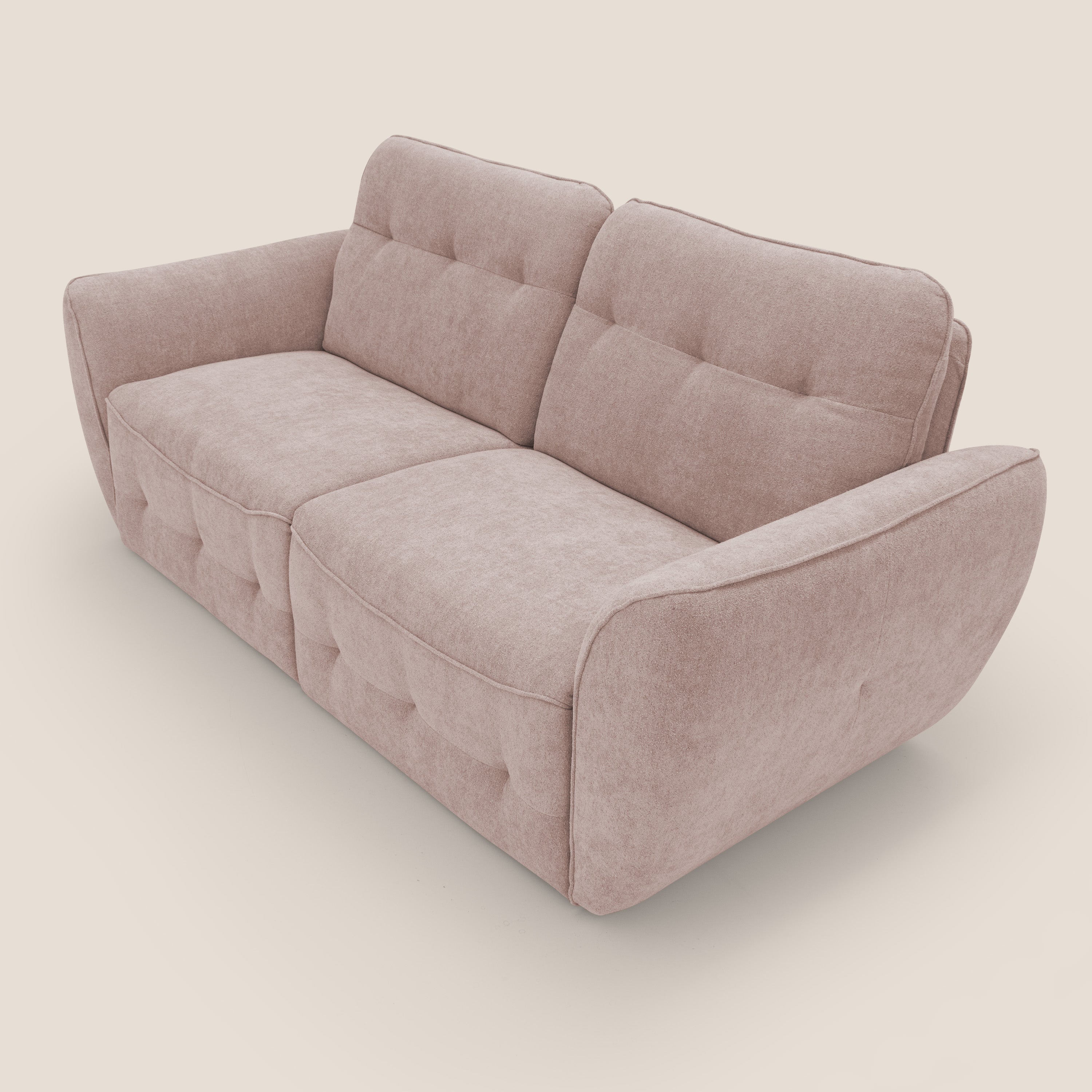 Cerbero divano 2 e 3 posti in morbido bouclé impermeabile T07 rosa - divani.store