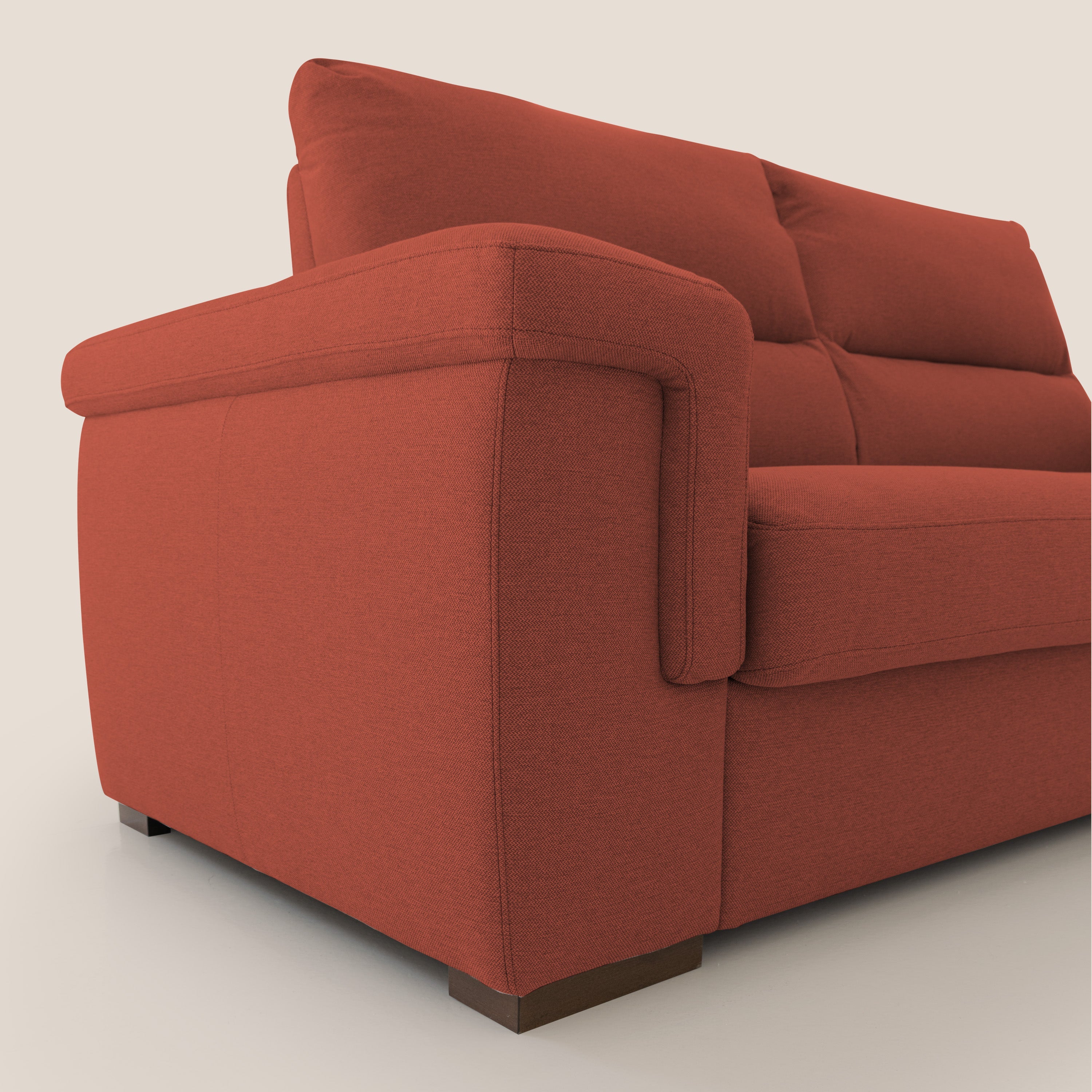 Magnolia divano letto con materasso alto 18 cm morbido schienale alto in tessuto smacchiabile T05 rosso - divani.store