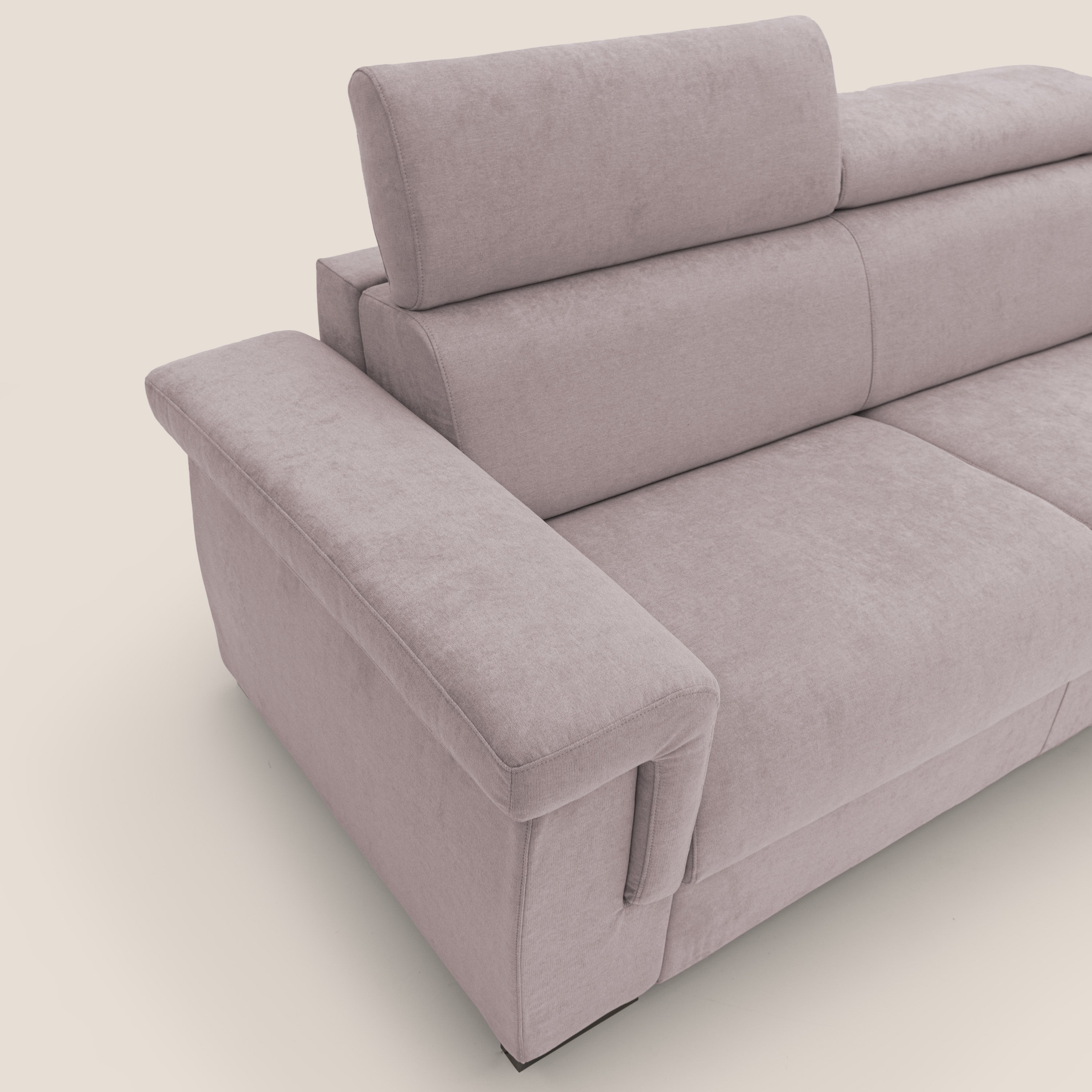 Bjorn divano letto sfoderabile con materasso H18 cm e poggiatesta reclinabili in tessuto impermeabile T02 rosa - divani.store